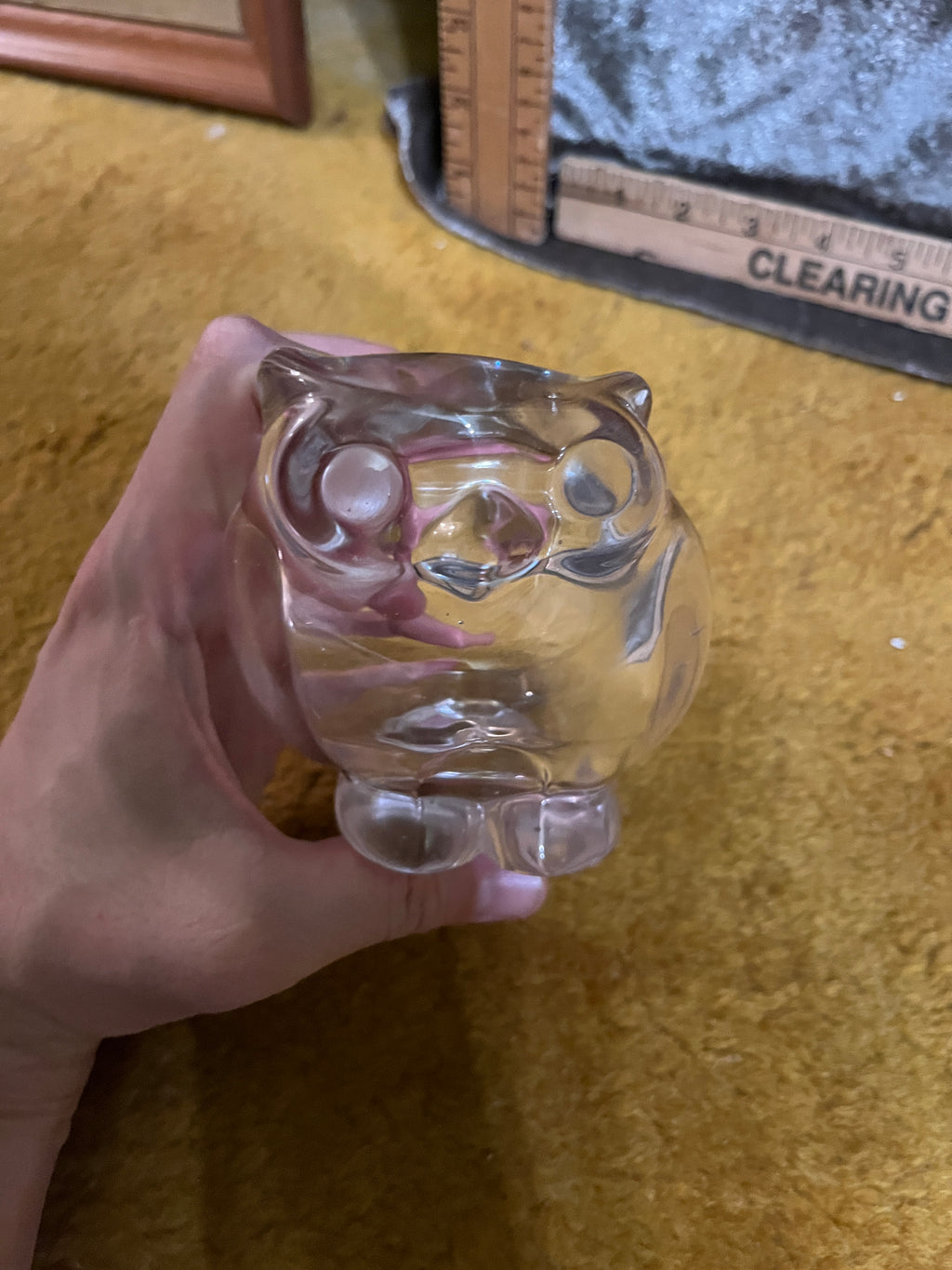 Rare Large Vintage MCM Sasaki Japan Crystal Owl Dish Figurine Bowl Paperweight 6” pf
