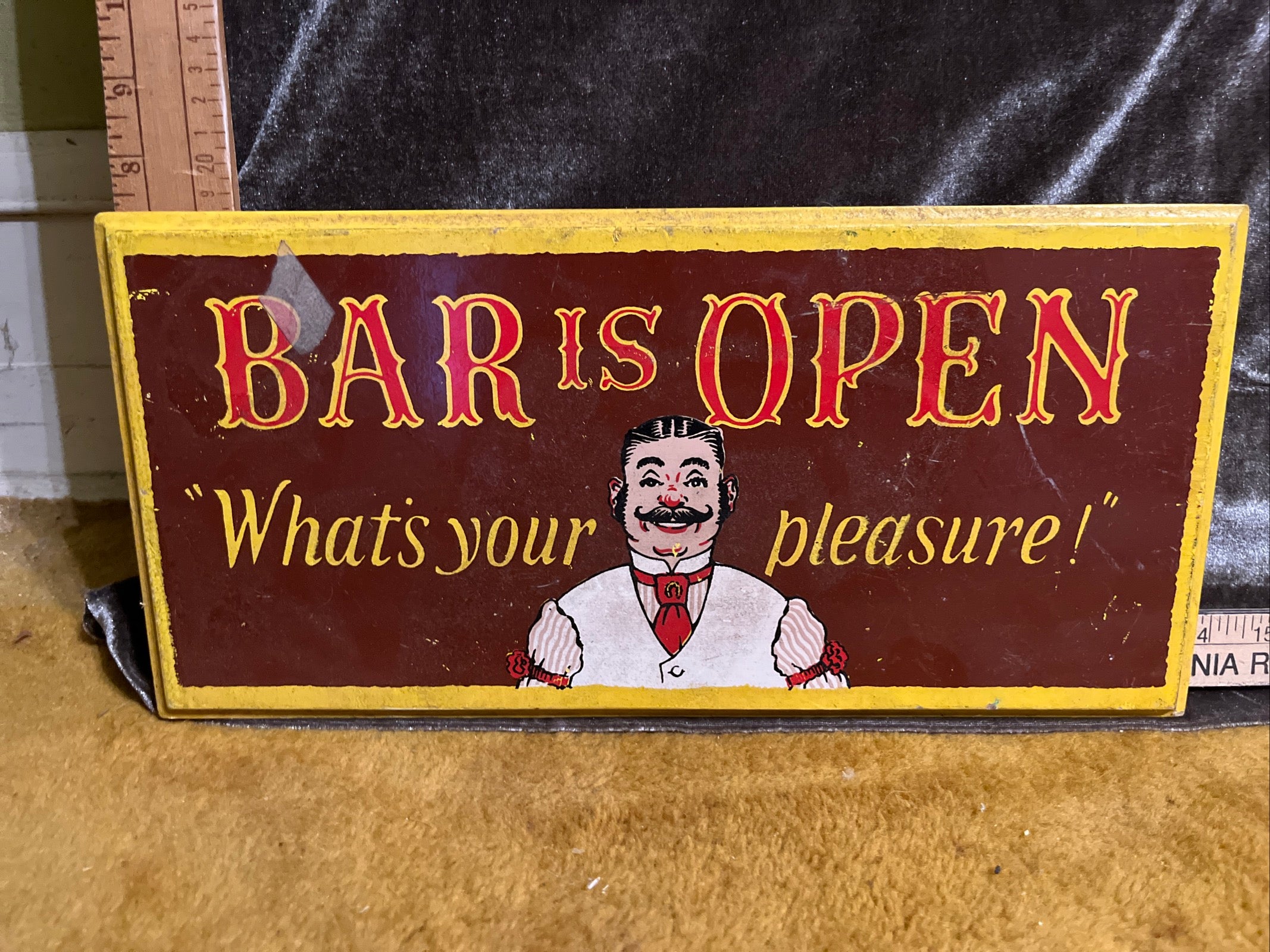 Bar is open, Barman is off duty double sided sign pf