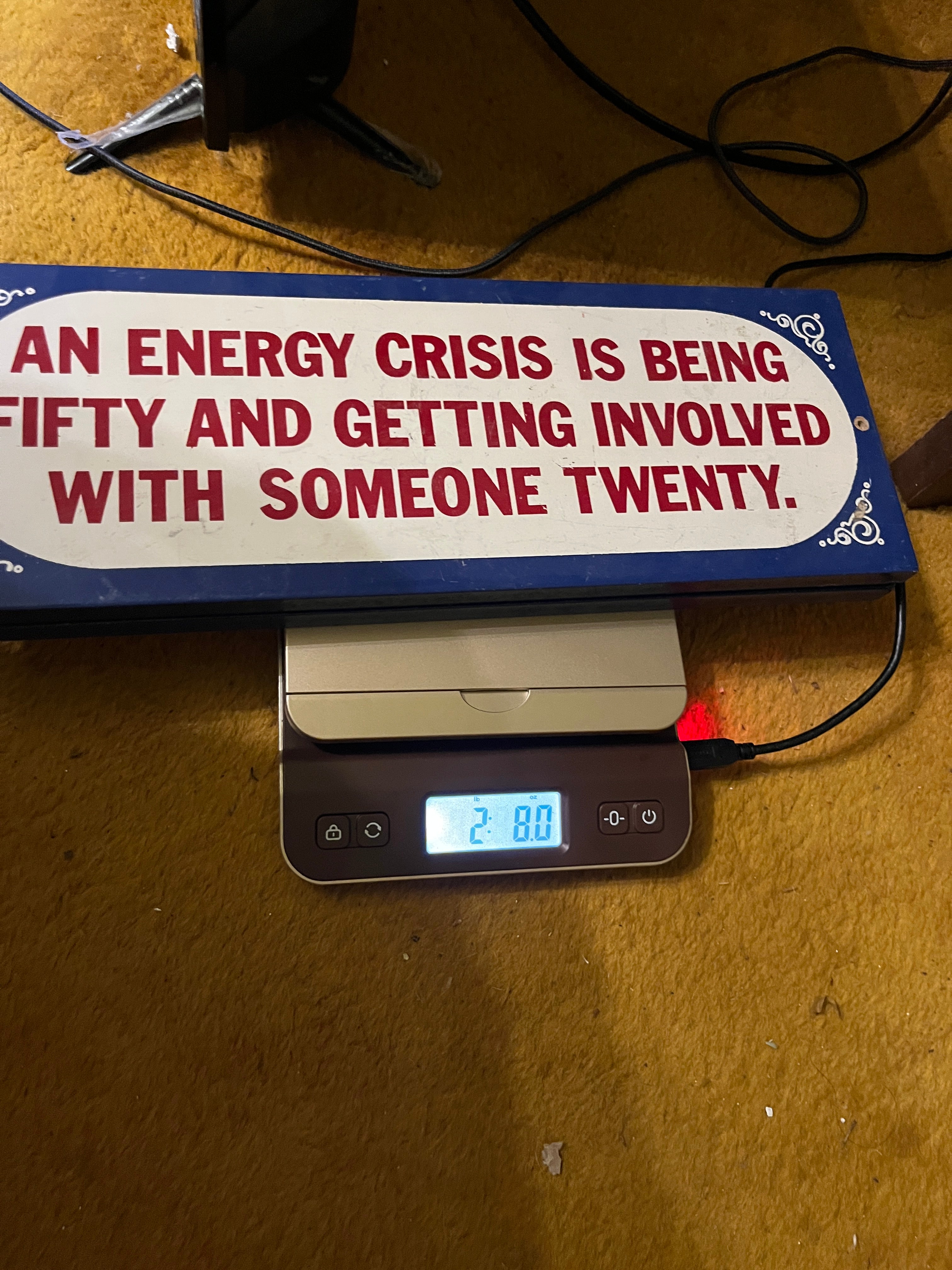 An energy crisis is being fifty and getting involved with someone twenty sign pf
