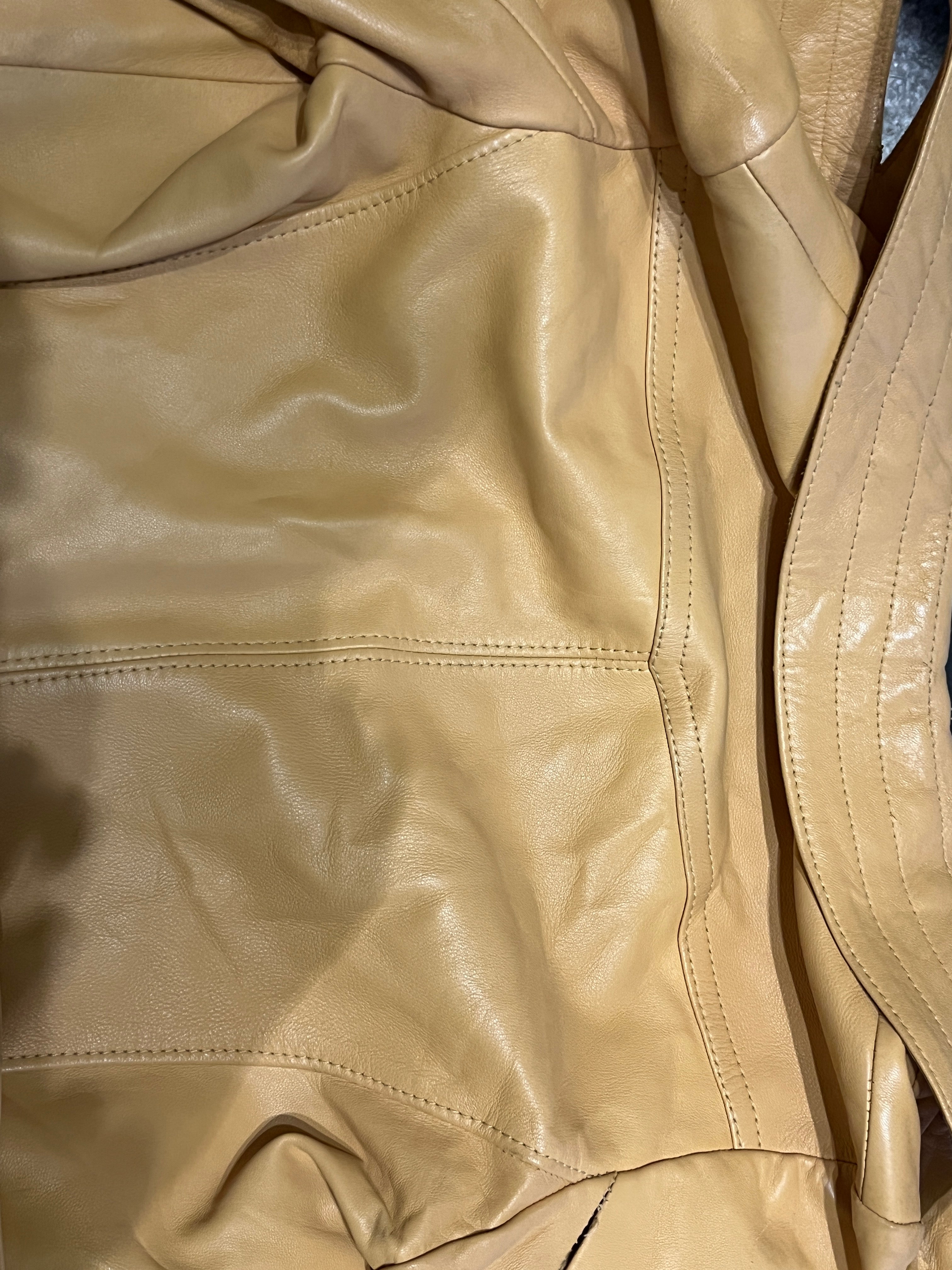 Vintage 70s Leda Spain by gropper yellow leather trench coat made in Spain custom  zz