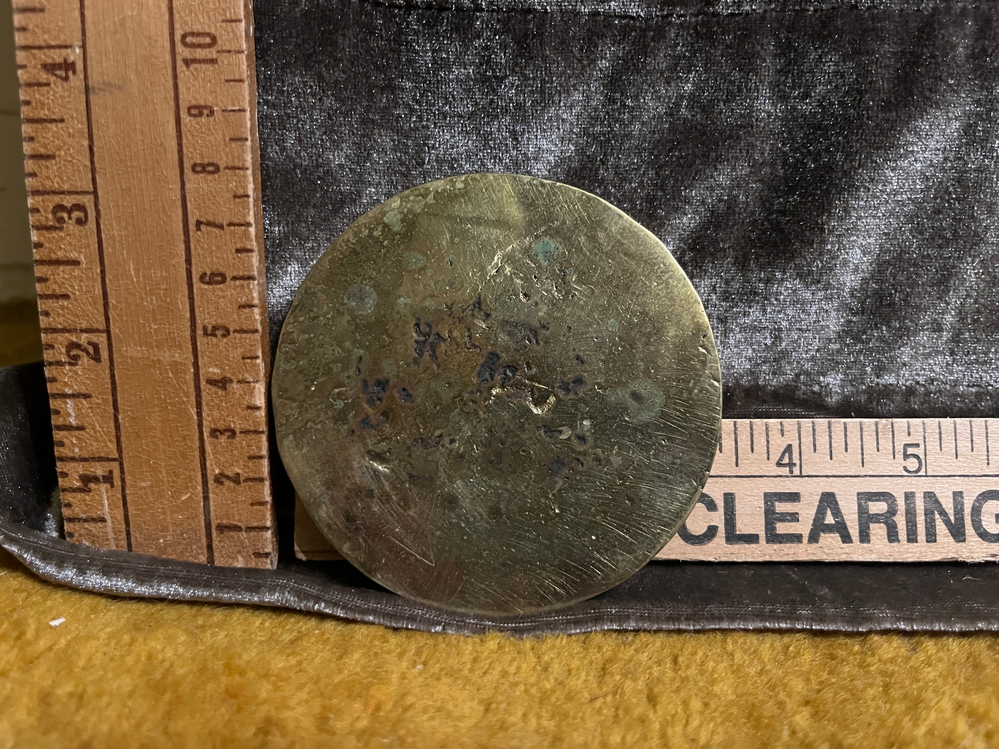 Vintage Heavy Solid Brass Owl Paperweight Medallion - Massive 15 oz Desk Plaque, 3" Diameter (Non-Magnetic)pf