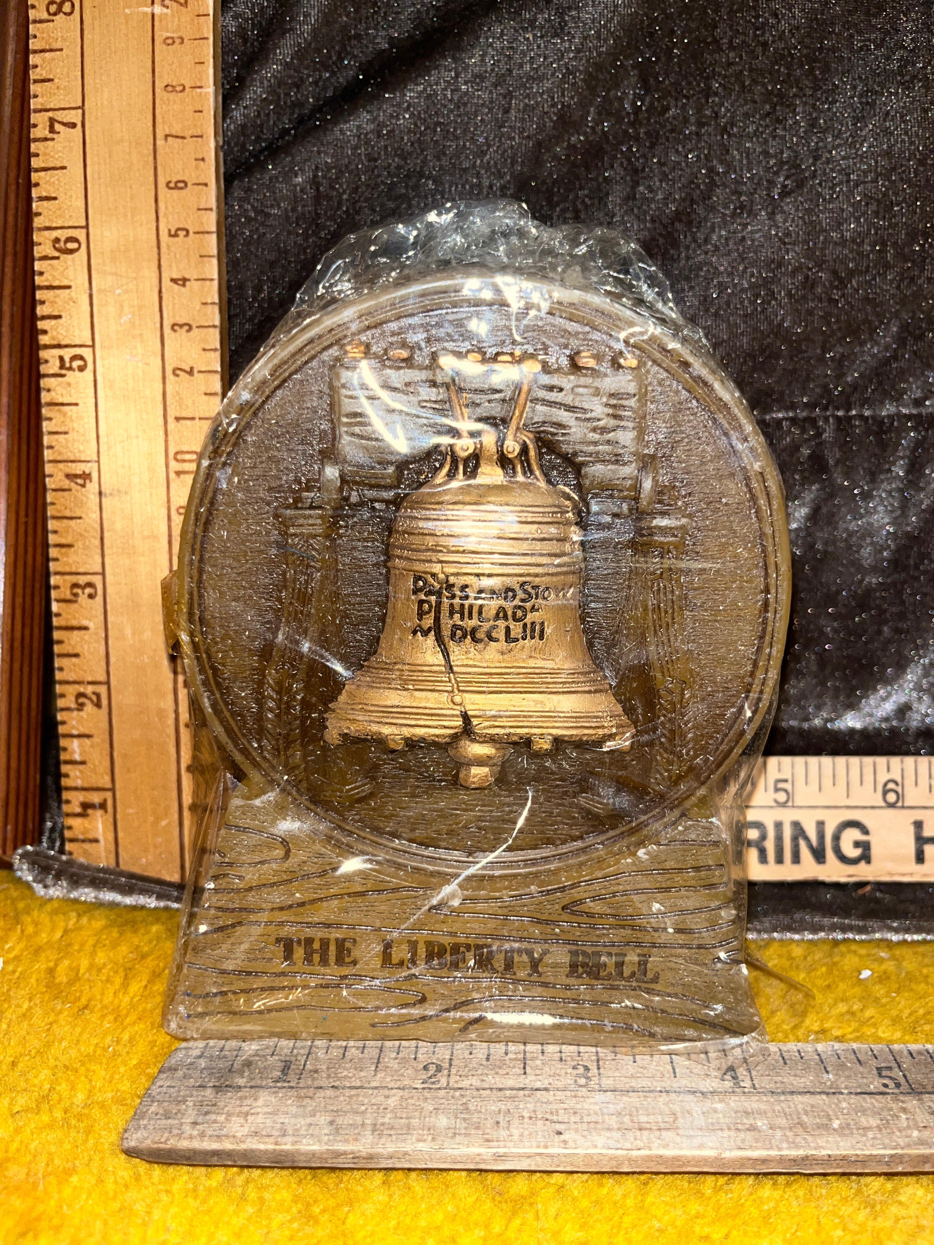 Vintage 1970s America's Heritage Liberty Bell Molded Wax Candle - Factory Sealed New Old Stock 5x4 inches pf