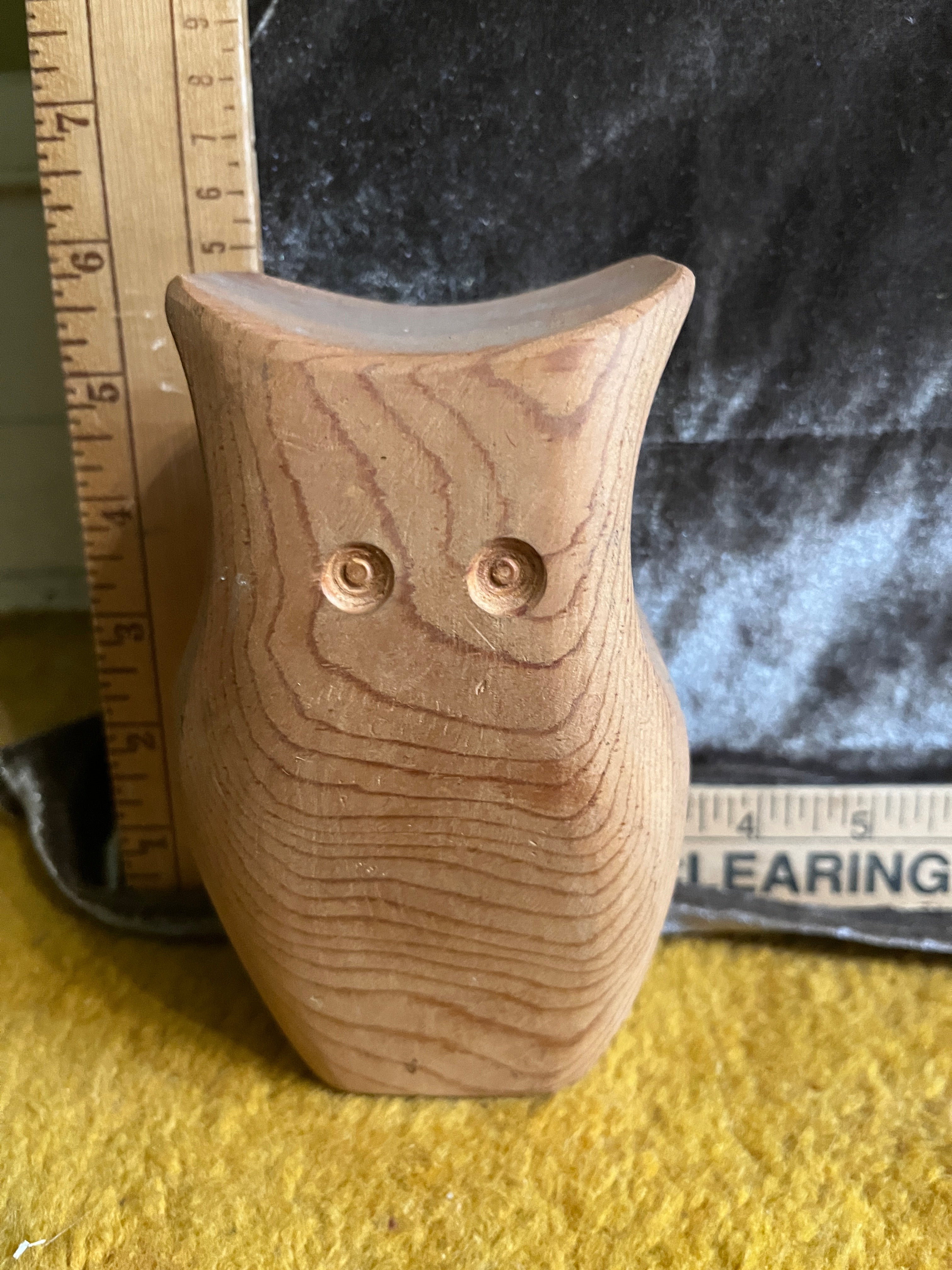 Vintage 5.5” MCM Hand-Carved Wooden Owl Figurine 🦉pf