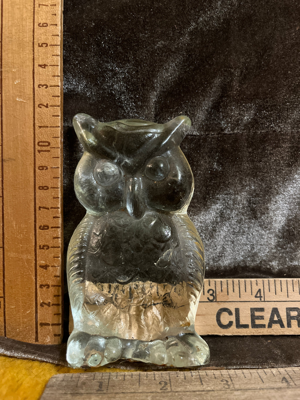 Vintage MCM Viking Glass Clear Owl Figurine / Paperweight – 4.5x2.5 inches pf