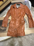 Vintage 1960s/70s Leather Coat by Green Bay Exclusive Furriers
Size 8 | Belted Waist | Wood Buttons zz