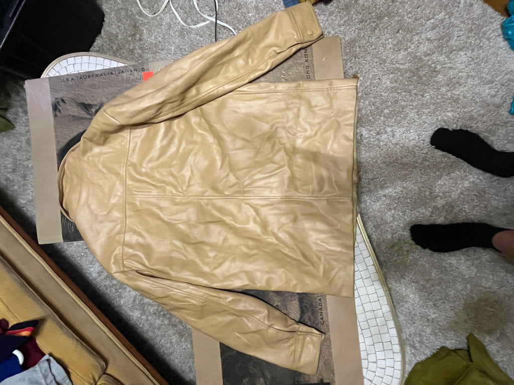 Classic 70s/80s Haband faux‑leather jacket in a warm camel color size large zz