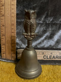 Vintage Solid Brass Owl Hand Bell – Made in India (C. 1960s) pf