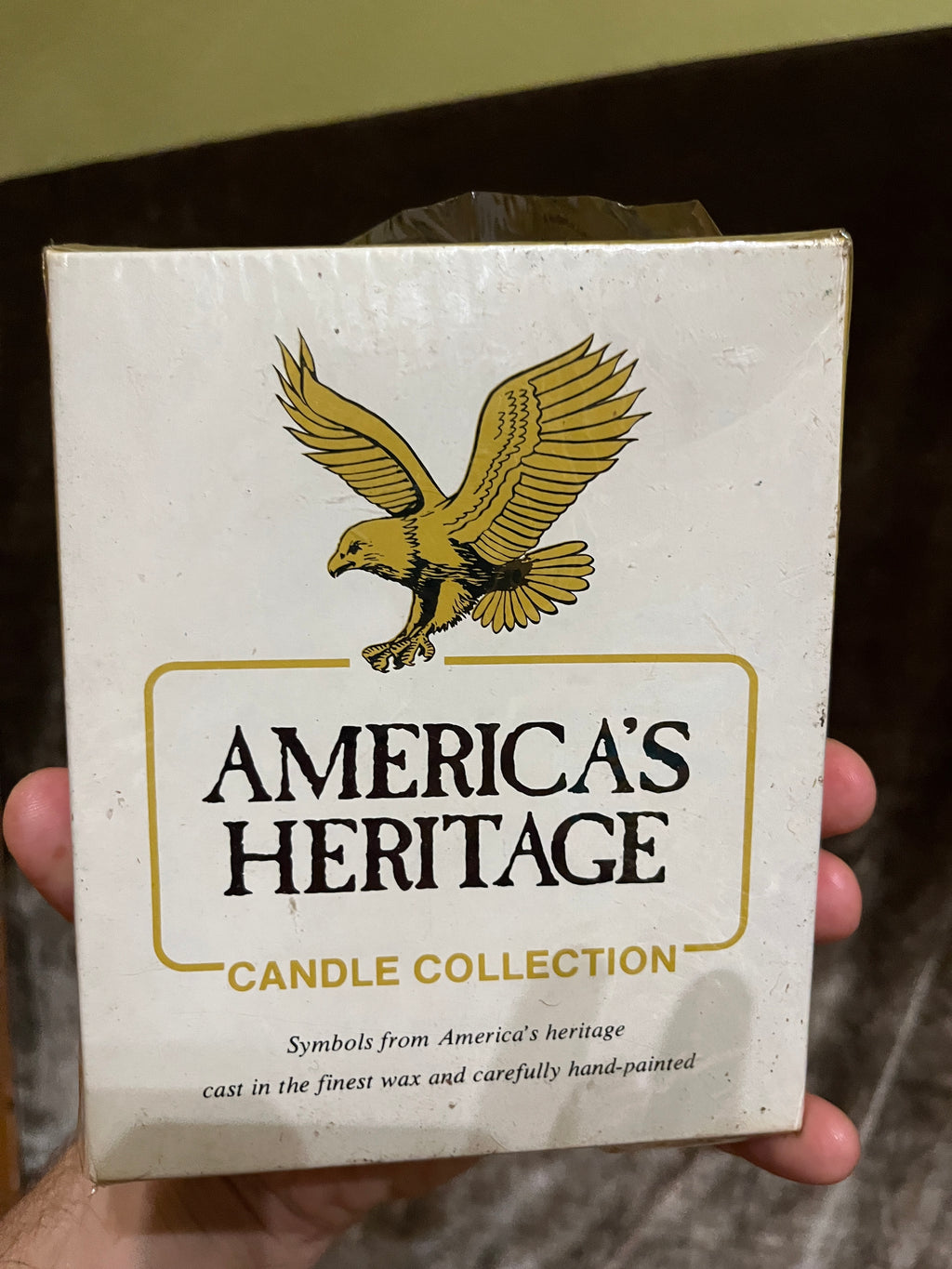 Vintage 1970s America's Heritage Great Seal of the United States Wax Candle - In Original Box New Old Stock pf