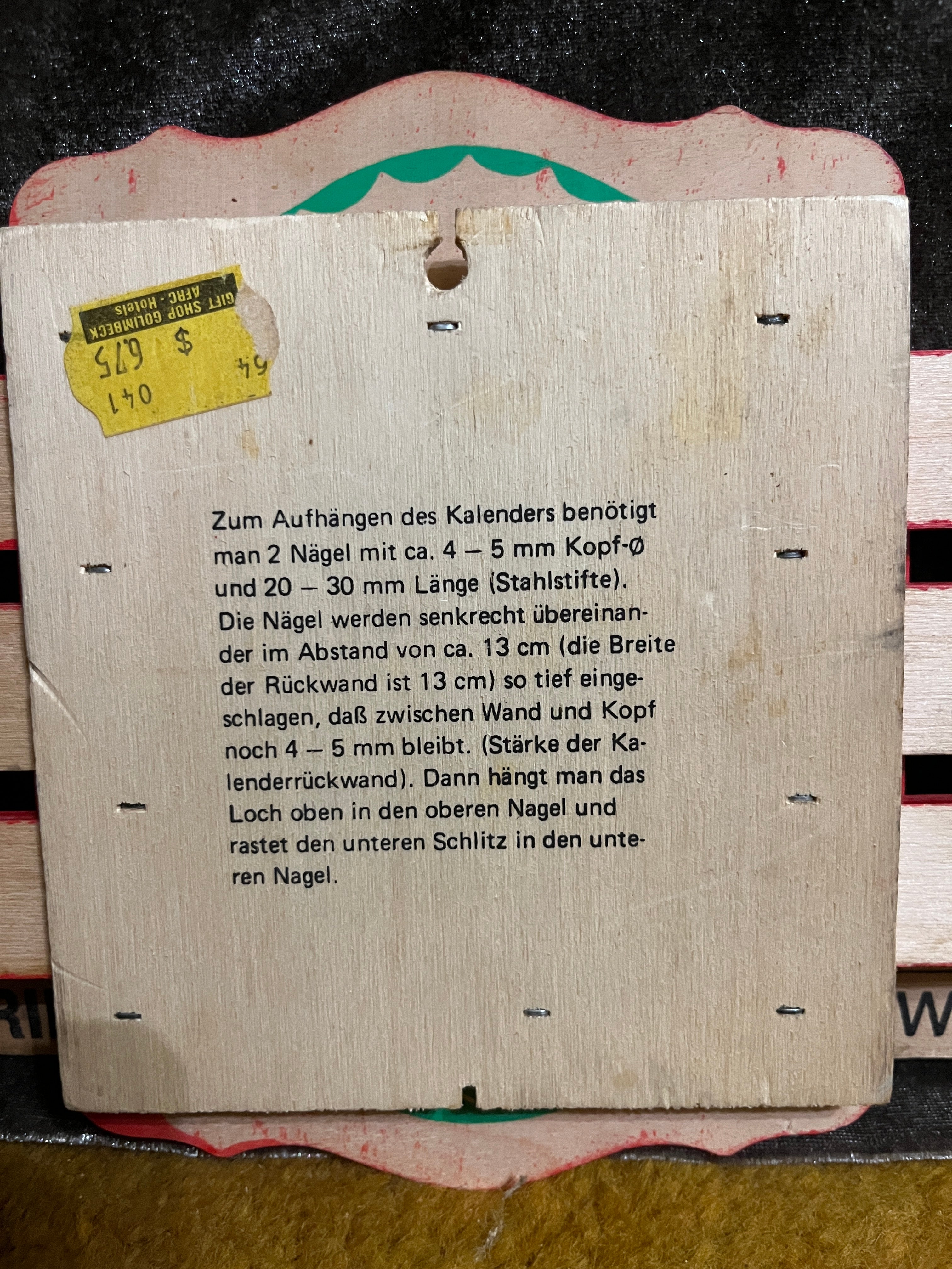Vintage 1960s German Folk Art Wooden Perpetual Calendar - AFRC Chiemsee Souvenir sign pf