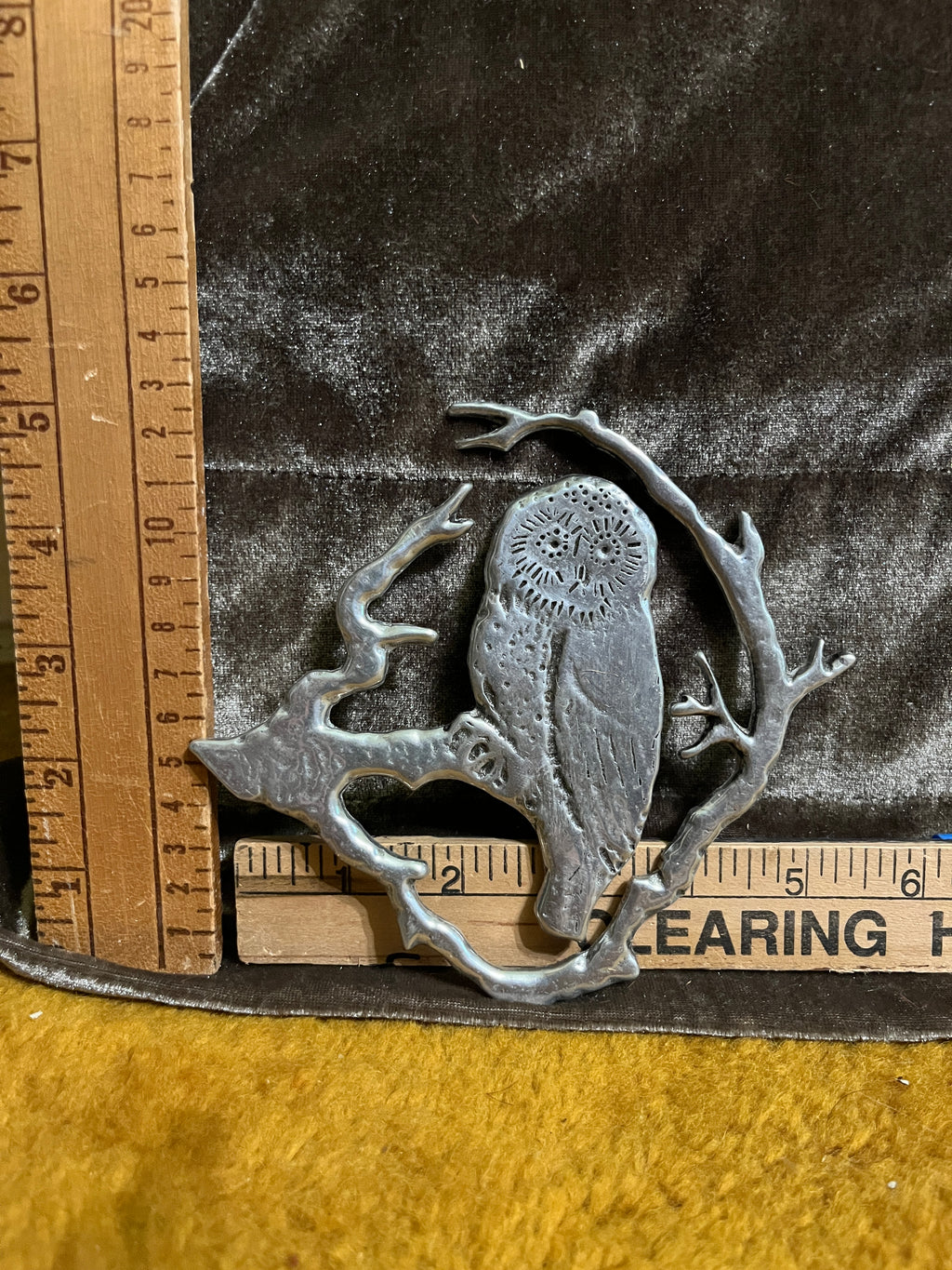 Vintage Wilton Armetale Owl Wall Hanging – 5x5 Heavy Cast Metal Art pf
