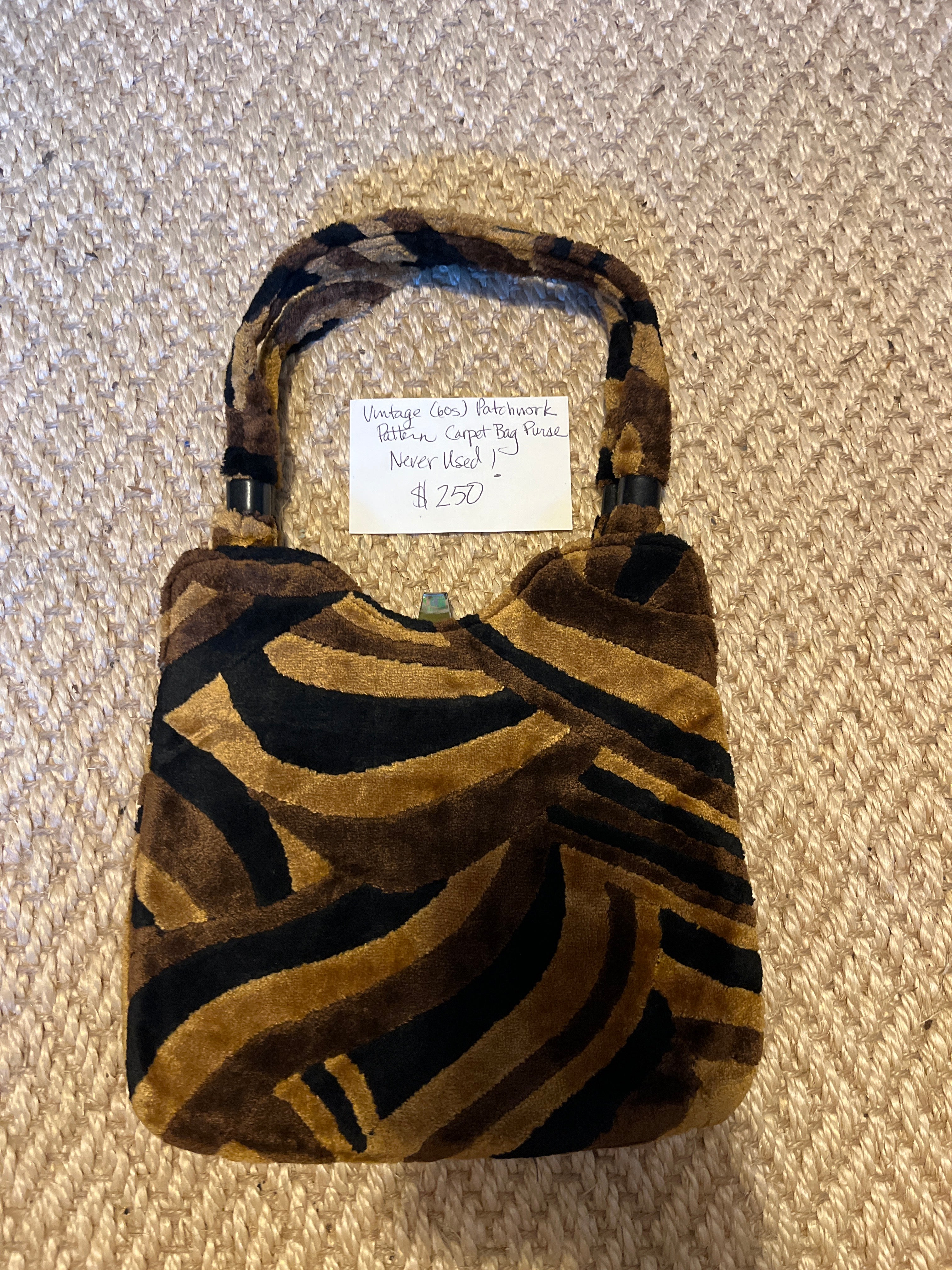 Vintage 60s patchwork pattern carpet bag purse never used Purse pfg