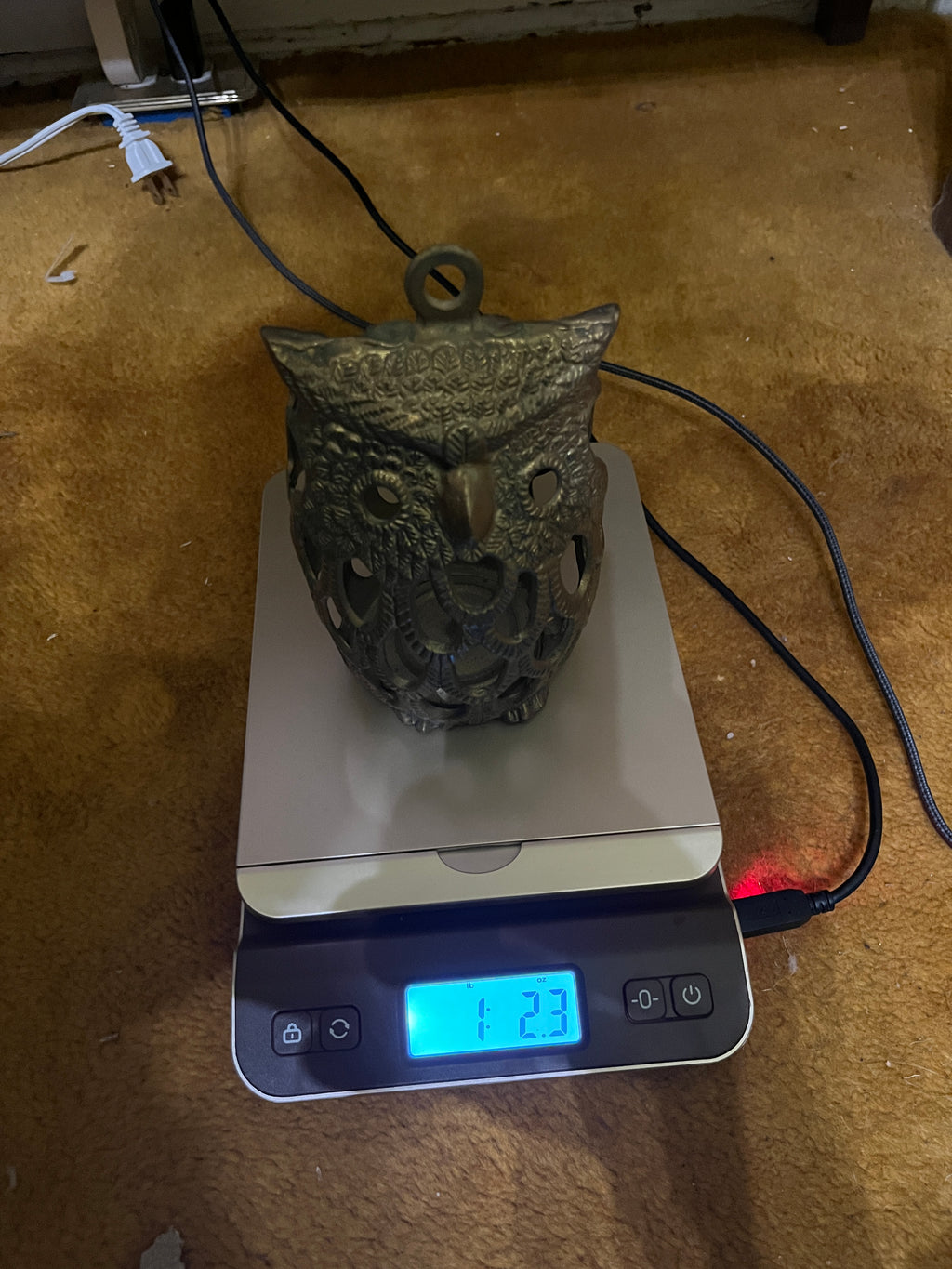 Vintage Mid-Century Brass/Cast Metal Owl Candle Lantern 6x4 inches pf