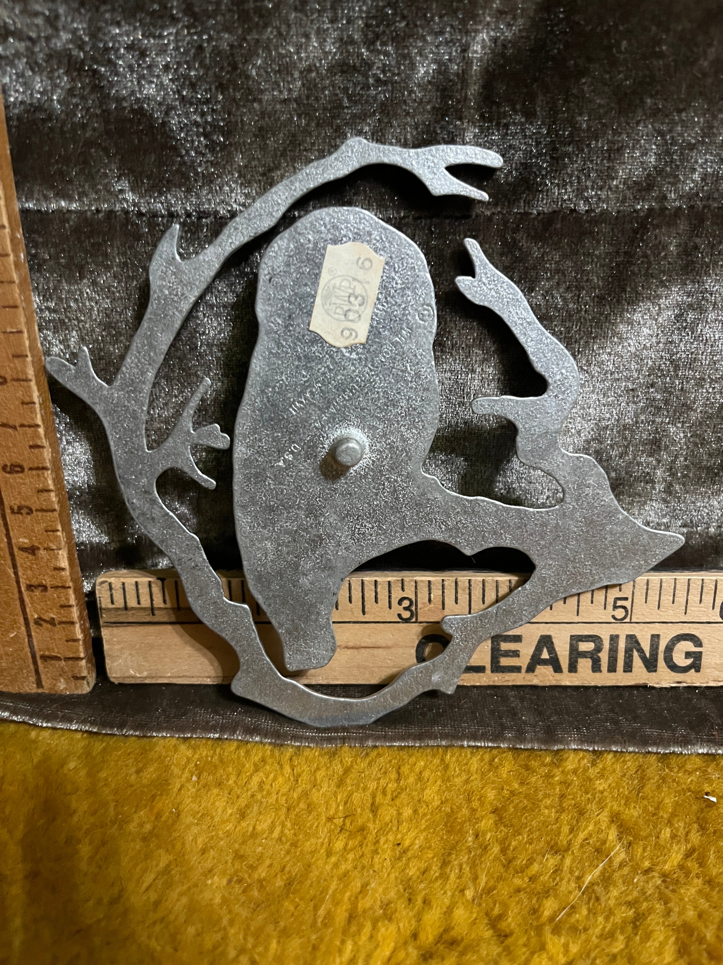 Vintage Wilton Armetale Owl Wall Hanging – 5x5 Heavy Cast Metal Art pf