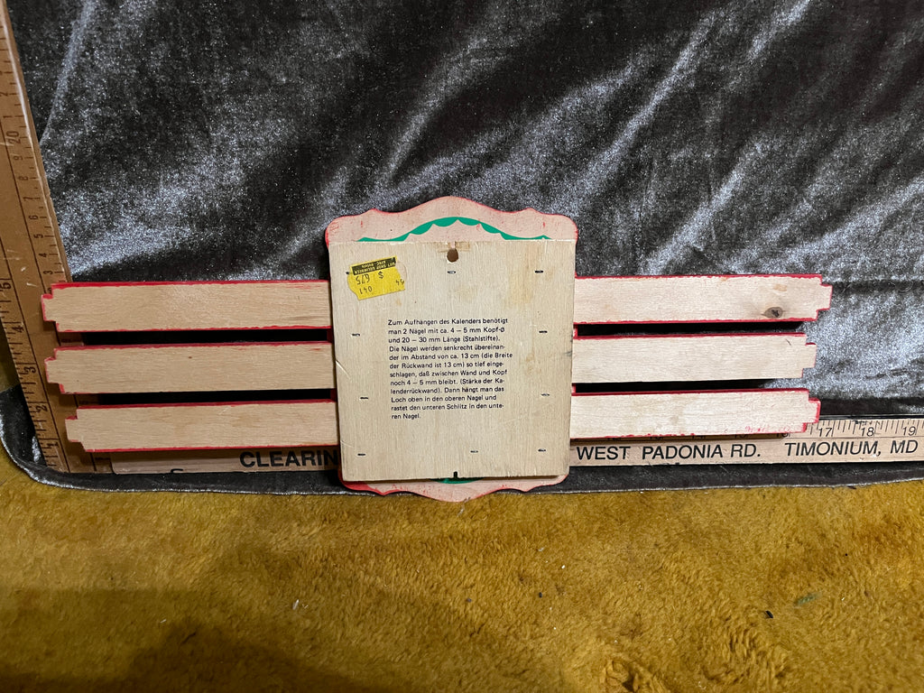 Vintage 1960s German Folk Art Wooden Perpetual Calendar - AFRC Chiemsee Souvenir sign pf