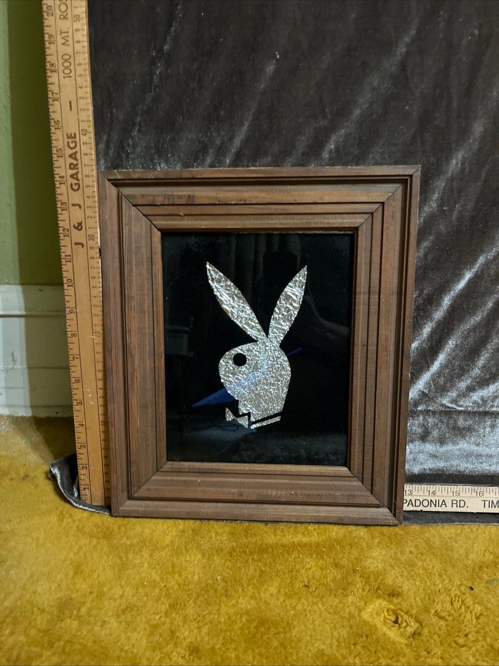 Vintage 1970s Playboy Bunny Framed Glitter Wall Art – Large 14.5" x 12.5"
 pf