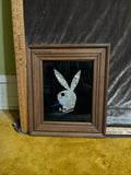 Vintage 1970s Playboy Bunny Framed Glitter Wall Art – Large 14.5" x 12.5"
 pf