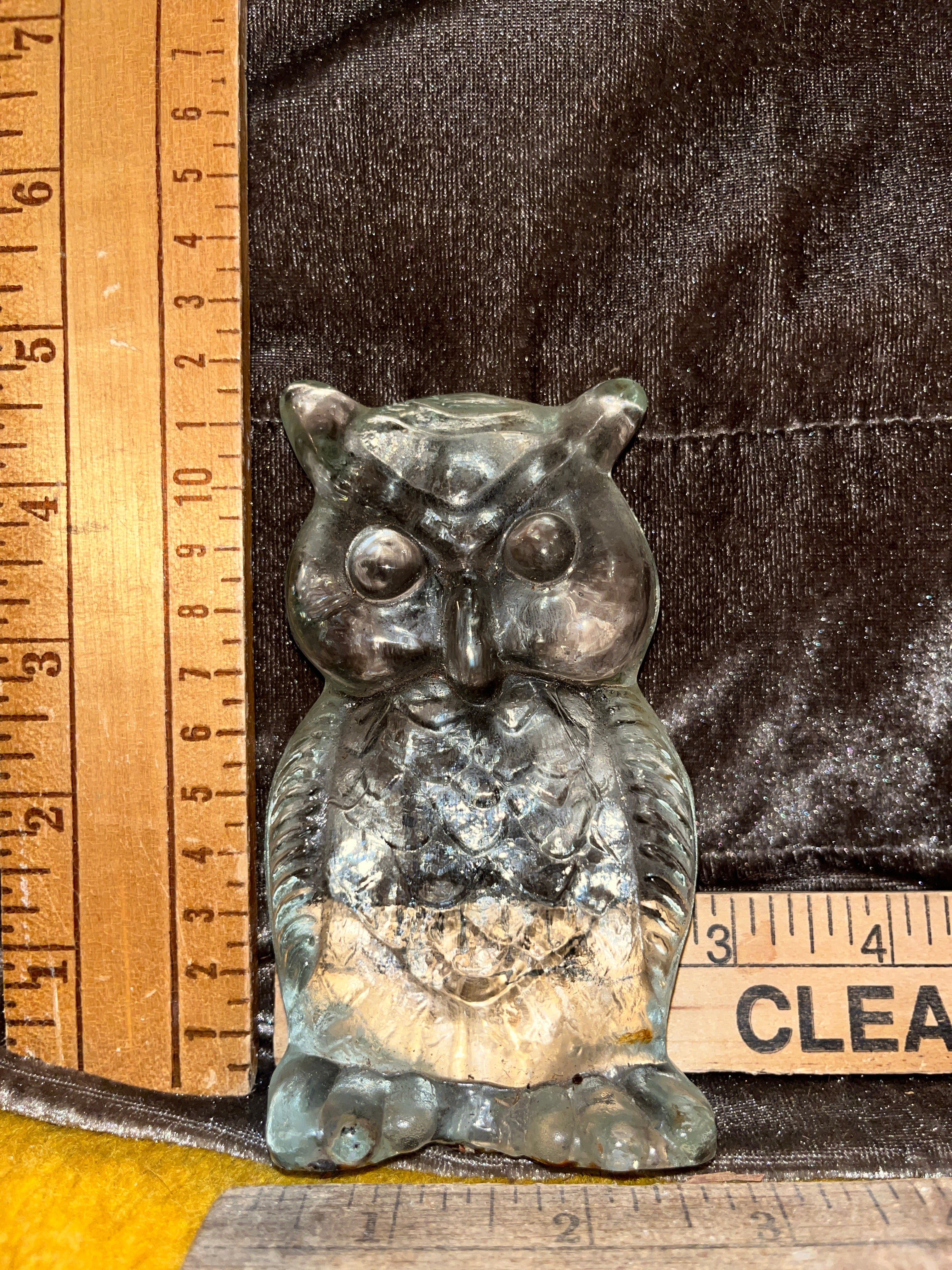 Vintage MCM Viking Glass Clear Owl Figurine / Paperweight – 4.5x2.5 inches pf