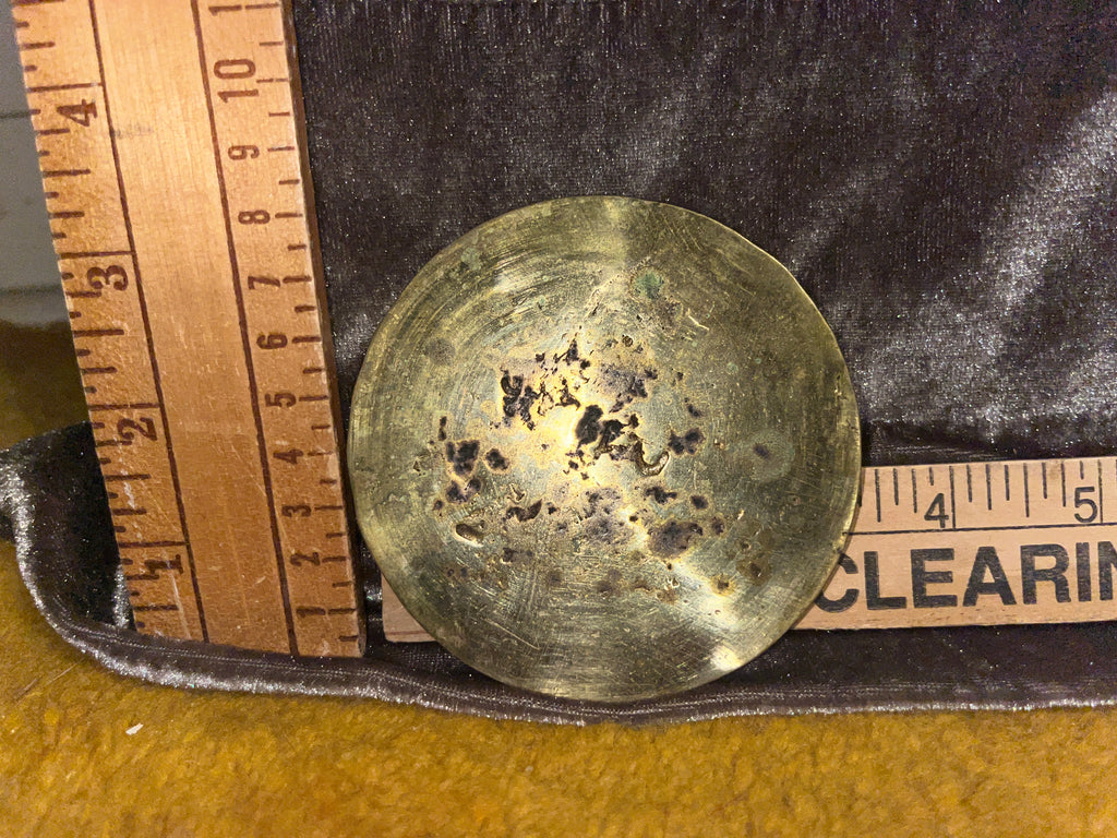 Vintage Heavy Solid Brass Owl Paperweight Medallion - Massive 15 oz Desk Plaque, 3" Diameter (Non-Magnetic)pf