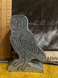 Vintage 1970s Wilton Armetale Heavy Cast Aluminum Owl Bookend / Doorstop (1.5 lbs) pf