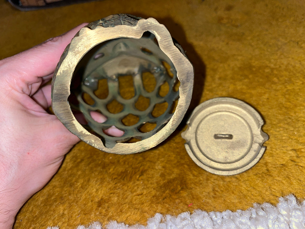 Vintage Mid-Century Brass/Cast Metal Owl Candle Lantern 6x4 inches pf
