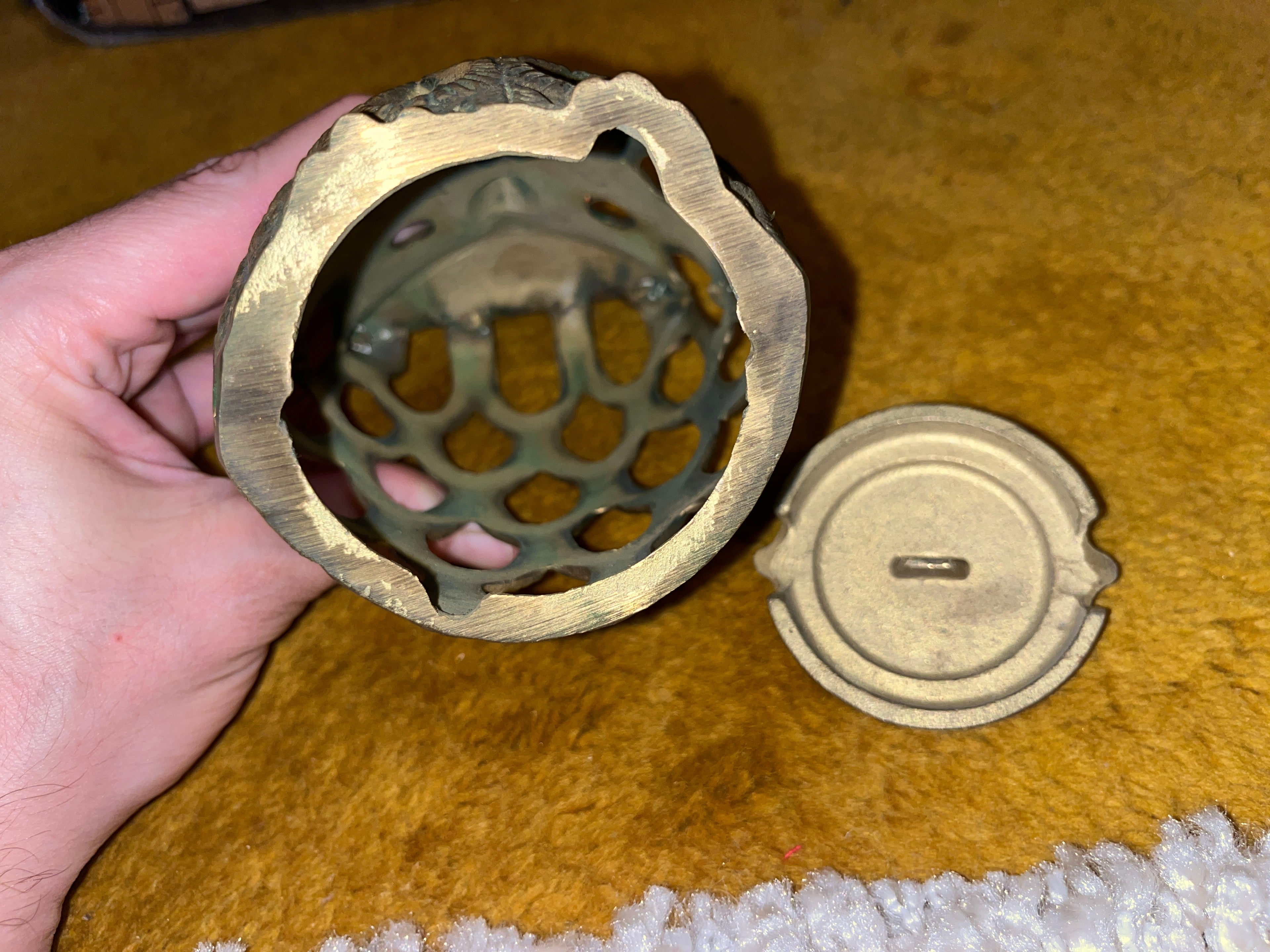 Vintage Mid-Century Brass/Cast Metal Owl Candle Lantern 6x4 inches pf
