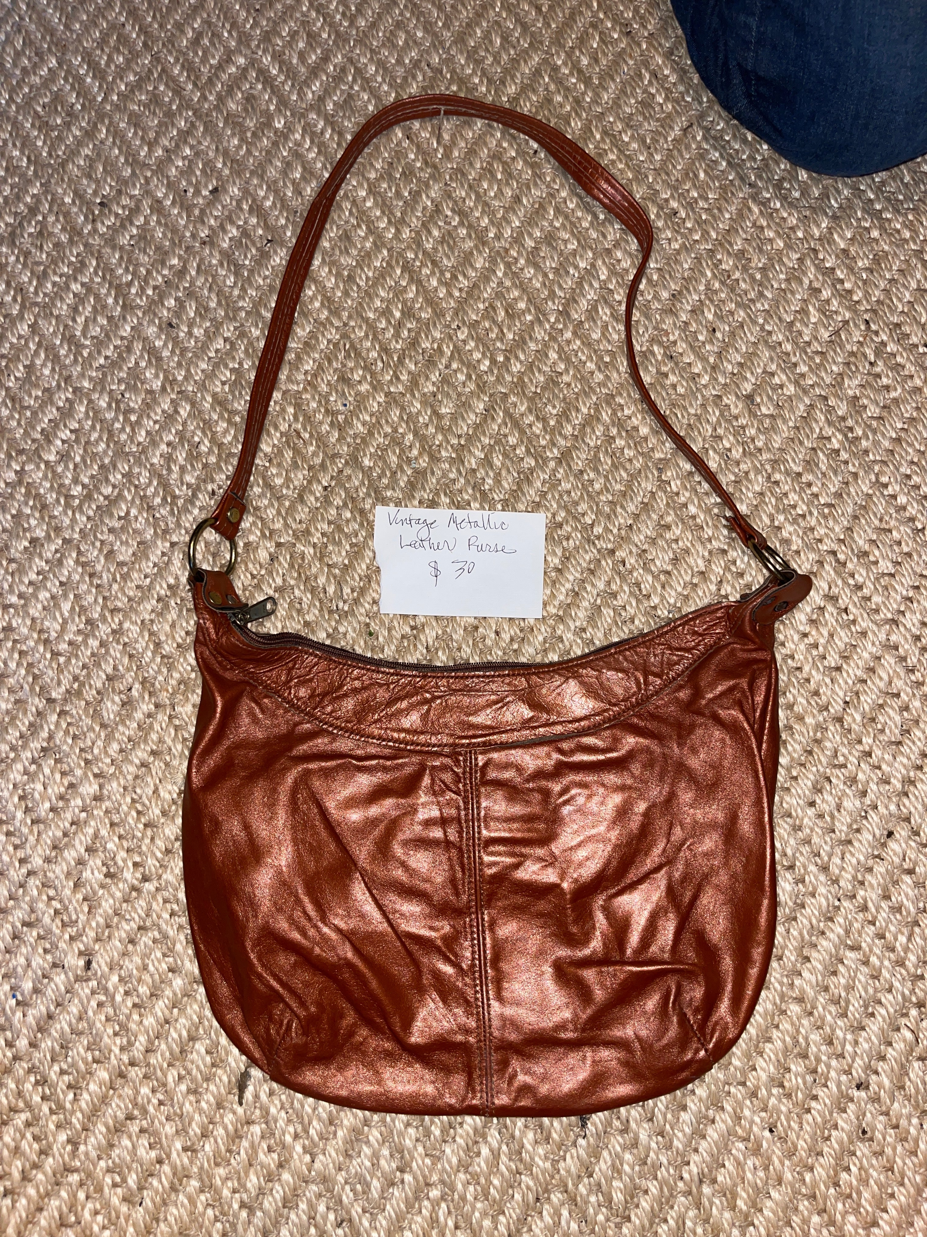 Vintage metallic leather Purse pfg