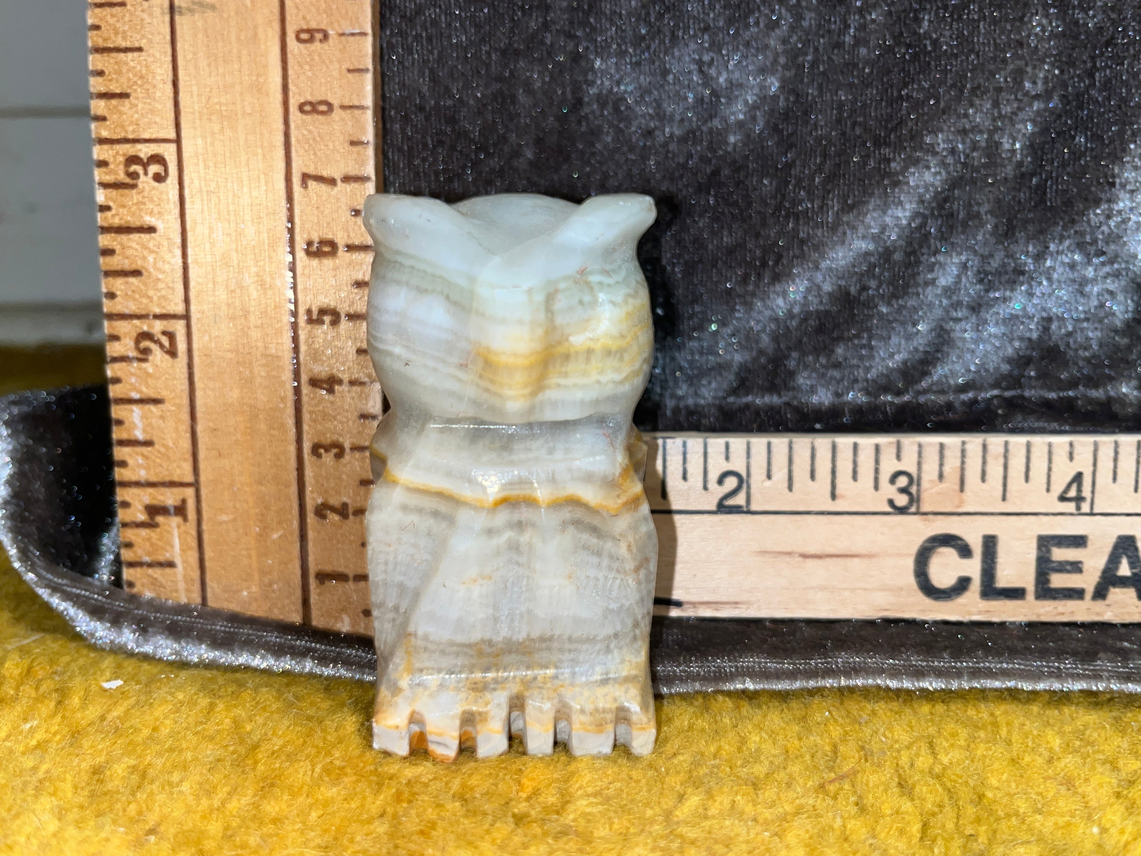 Vintage Mid-Century Mexican Onyx Owl Figurine 3x1 inches pf