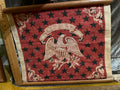 Vintage Mid Century Americana Wall Hanging Scroll Textile Art E Pluribus Unum 15x18 pf