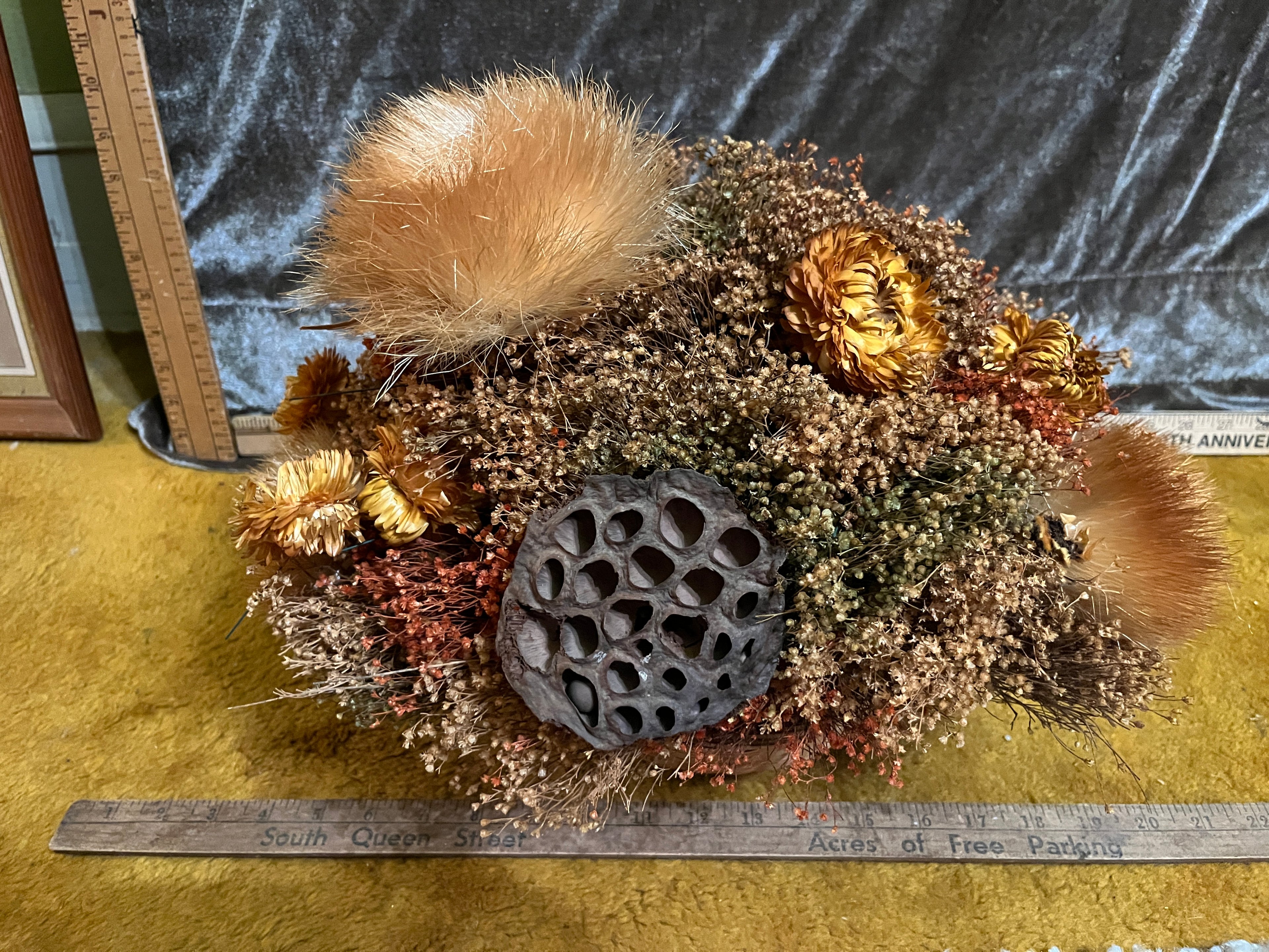 Authentic Vintage 14" Dried Floral Basket Centerpiece 🍂 pf