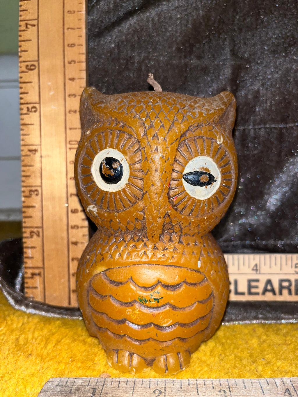 Vintage 1970s "Winking Owl" Novelty Candle – Hand Painted / Unstruck Wick! 5x3 inches pf