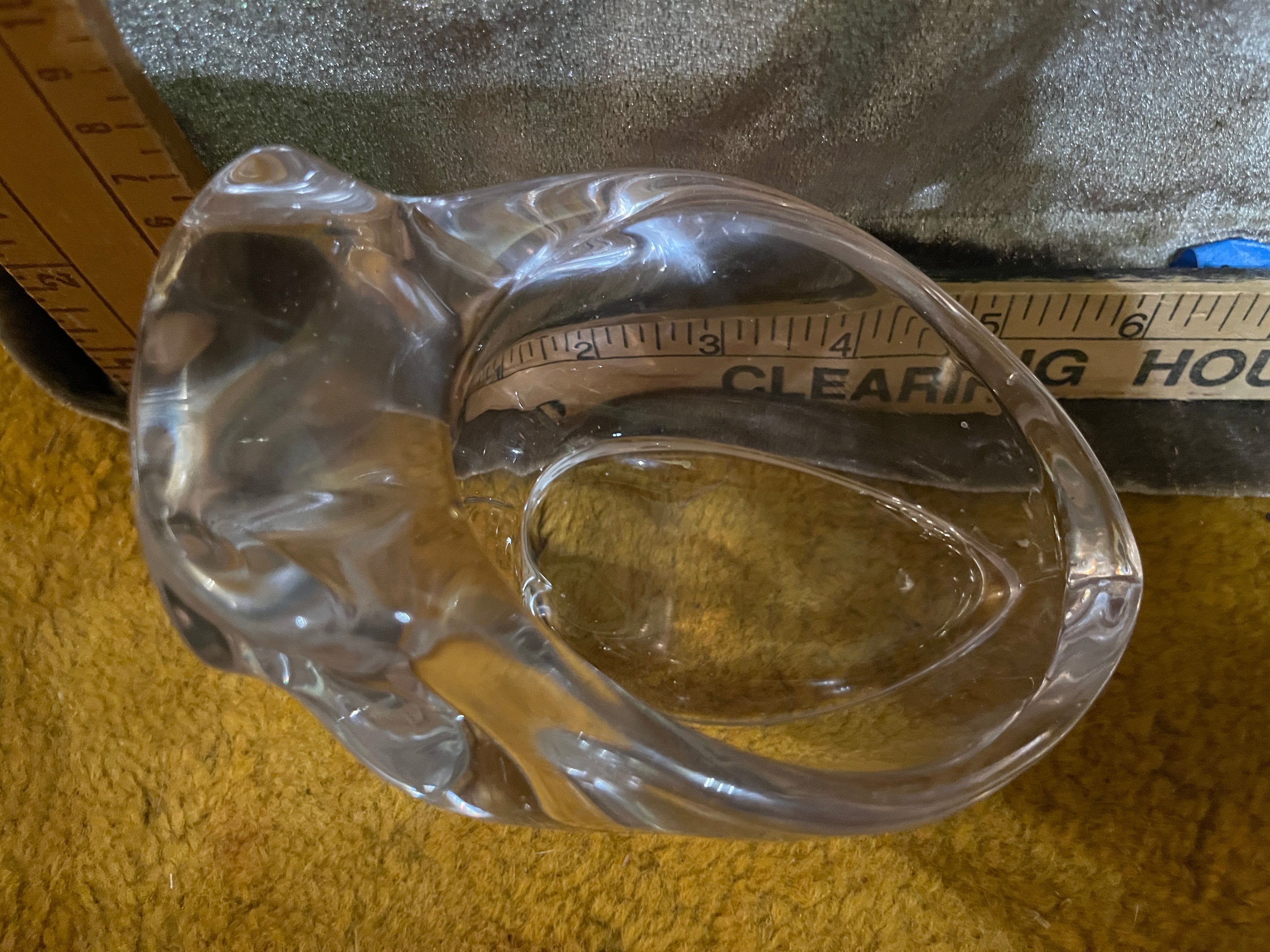 Rare Large Vintage MCM Sasaki Japan Crystal Owl Dish Figurine Bowl Paperweight 6” pf