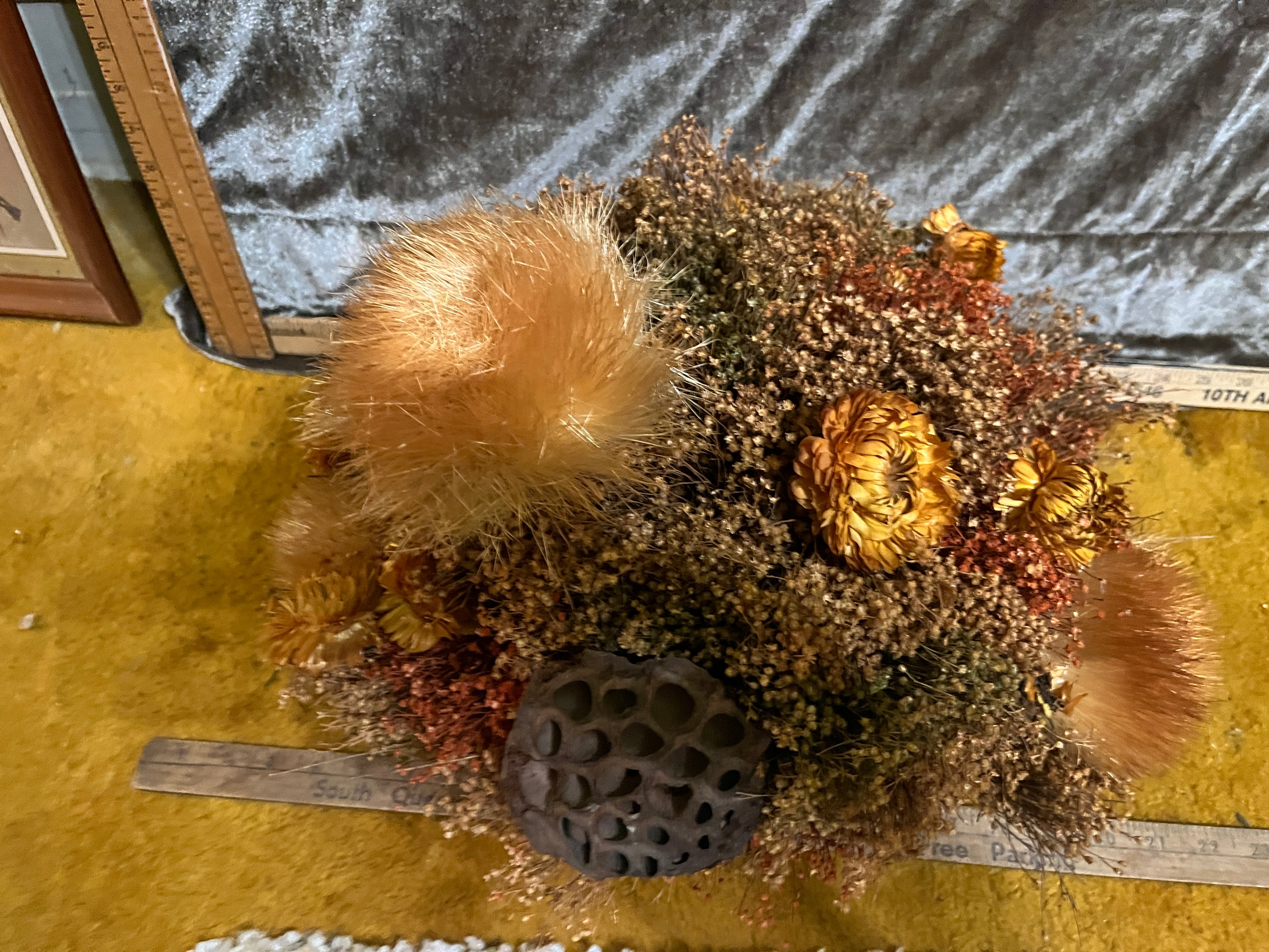 Authentic Vintage 14" Dried Floral Basket Centerpiece 🍂 pf