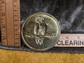 Vintage Heavy Solid Brass Owl Paperweight Medallion - Massive 15 oz Desk Plaque, 3" Diameter (Non-Magnetic)pf