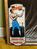 Vintage Boxing Tom Hyer Heavyweight Champion Wood Wall Art Plaque 23x10” pf