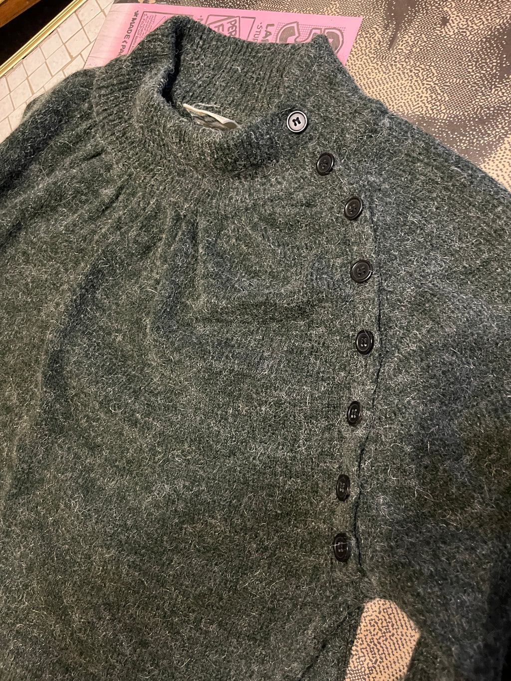 Vintage 80s queens way to fashion medium sweater skirt dark grey made in Korea zz