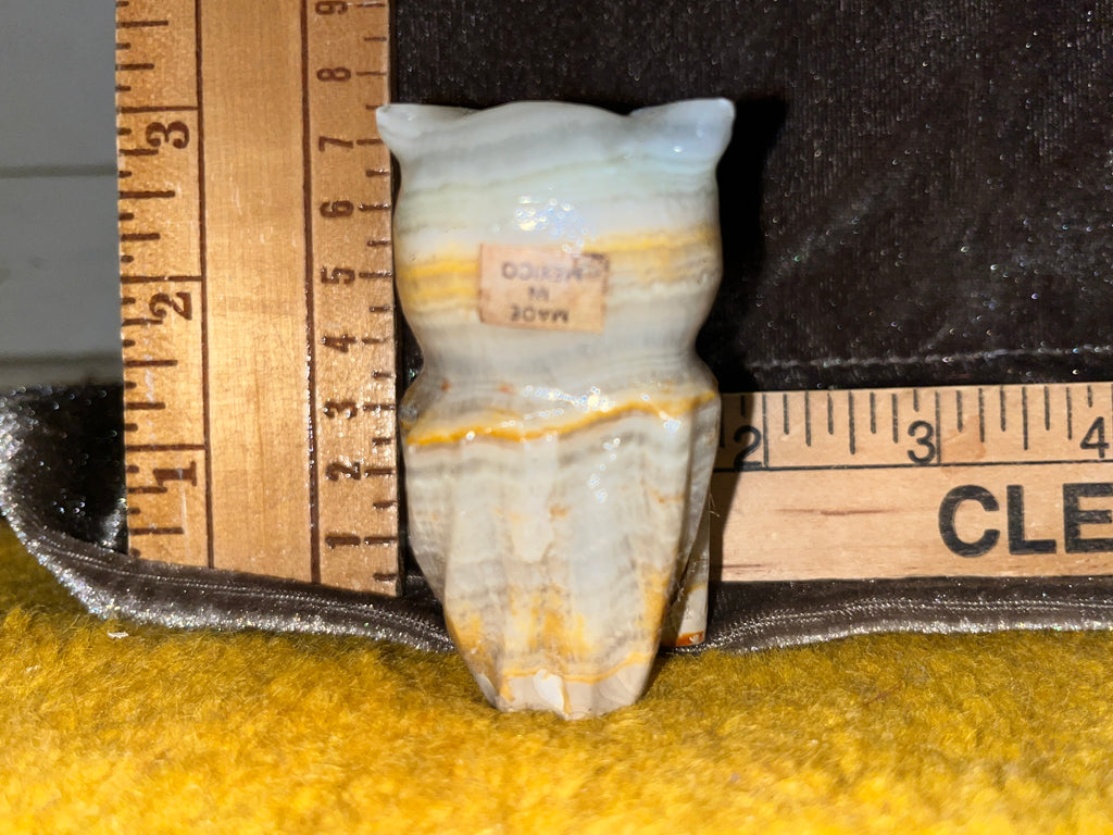 Vintage Mid-Century Mexican Onyx Owl Figurine 3x1 inches pf