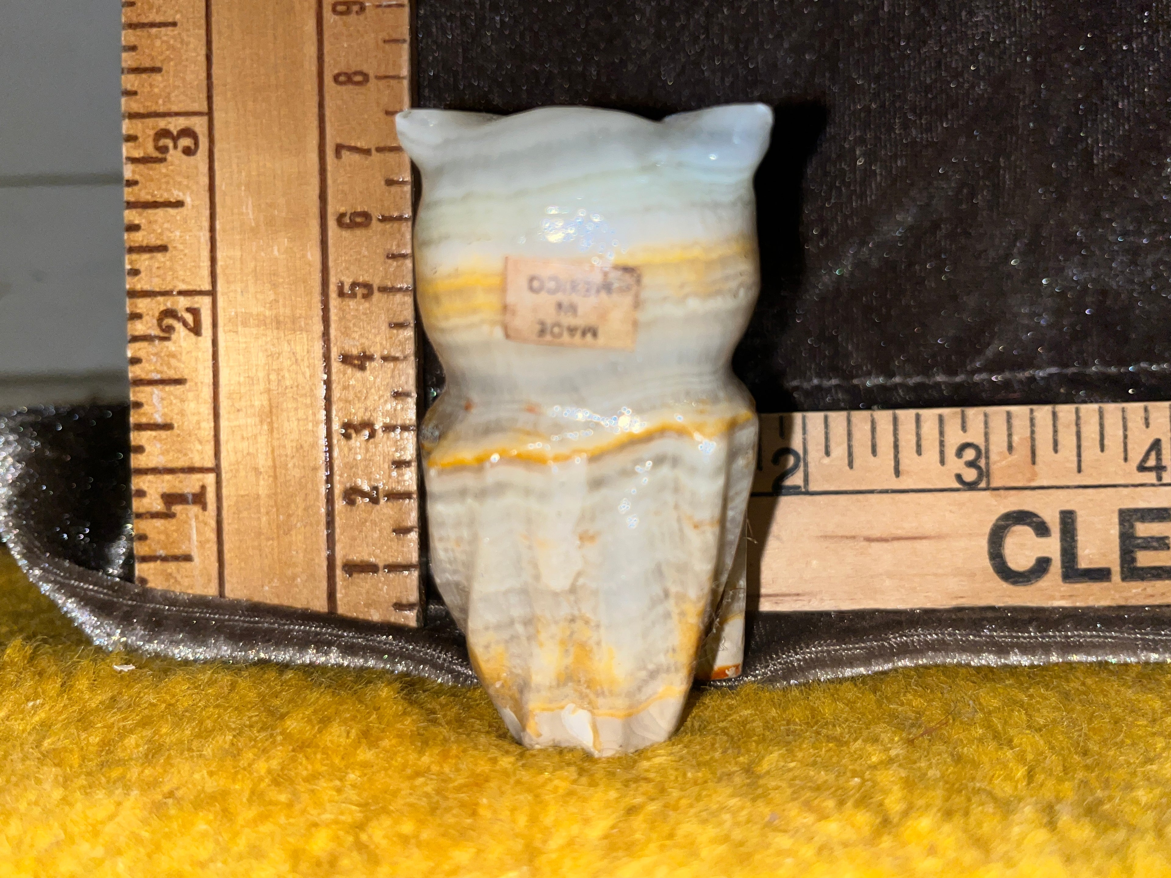 Vintage Mid-Century Mexican Onyx Owl Figurine 3x1 inches pf