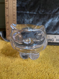 Rare Large Vintage MCM Sasaki Japan Crystal Owl Dish Figurine Bowl Paperweight 6” pf