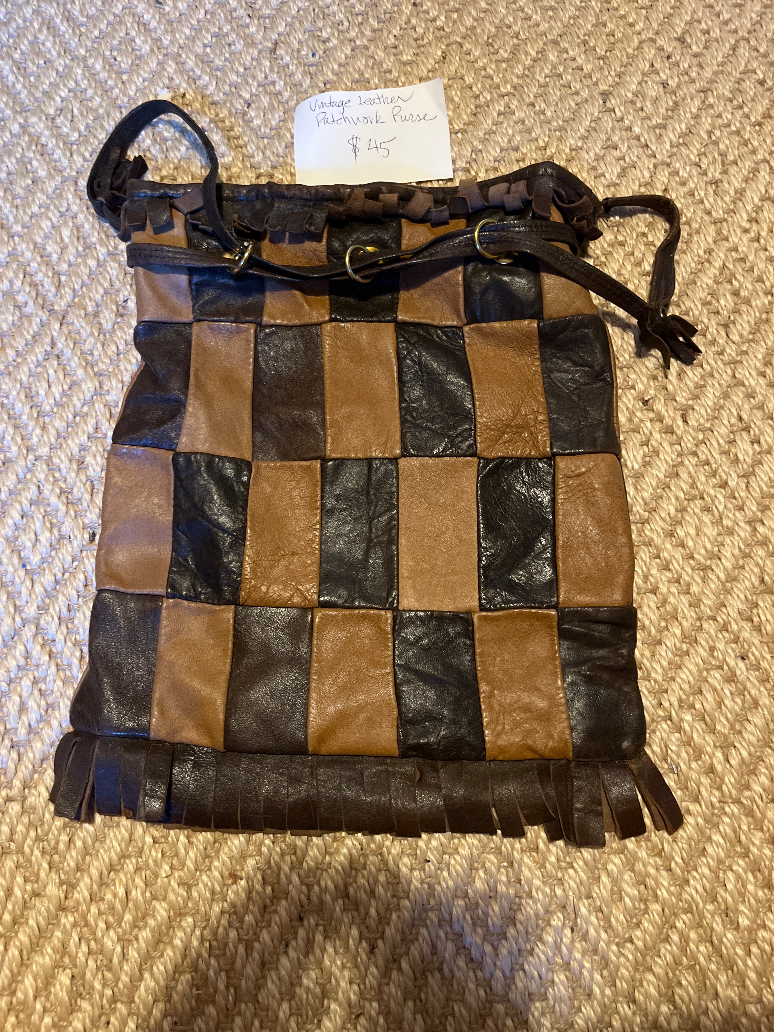 Vintage leather patchwork Purse pfg