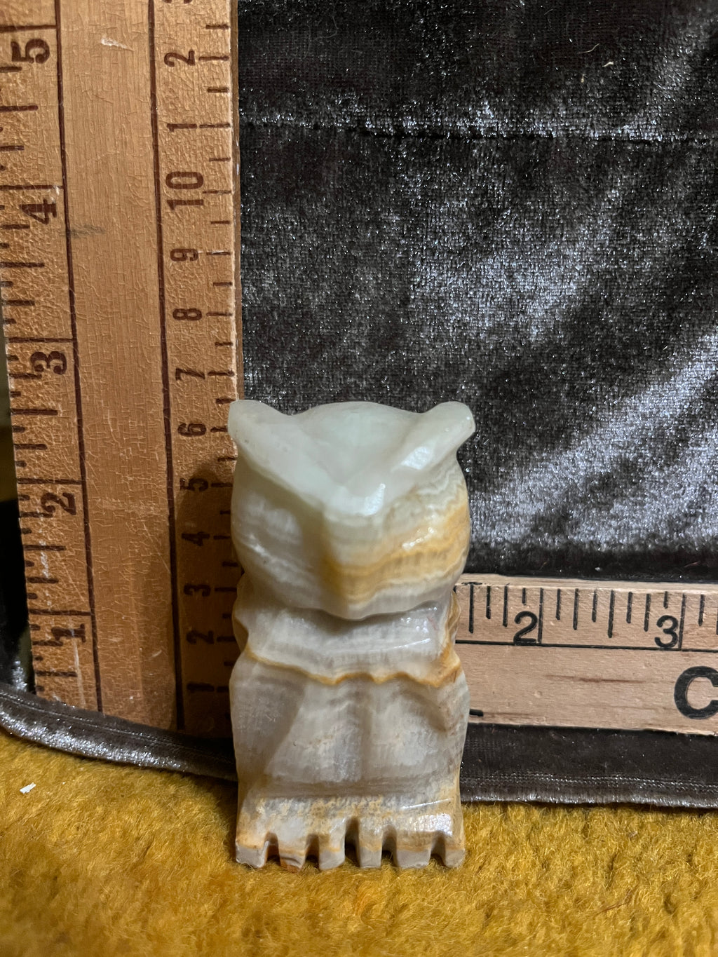 Vintage Mid-Century Mexican Onyx Owl Figurine 3x1 inches pf