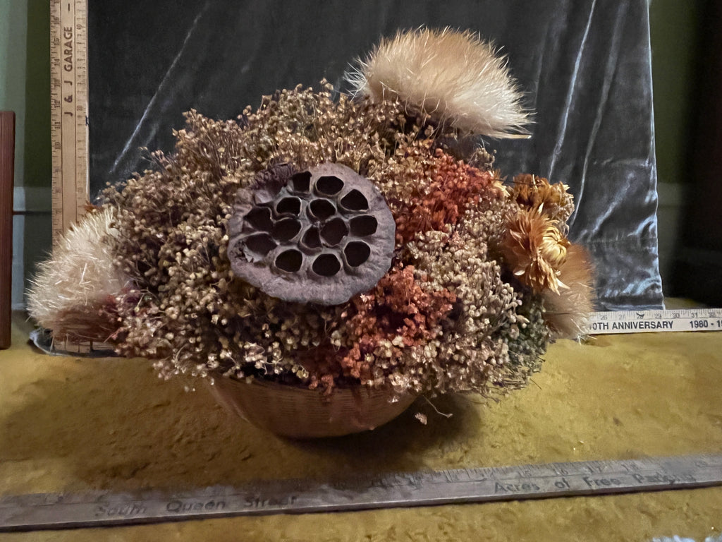 Authentic Vintage 14" Dried Floral Basket Centerpiece 🍂 pf