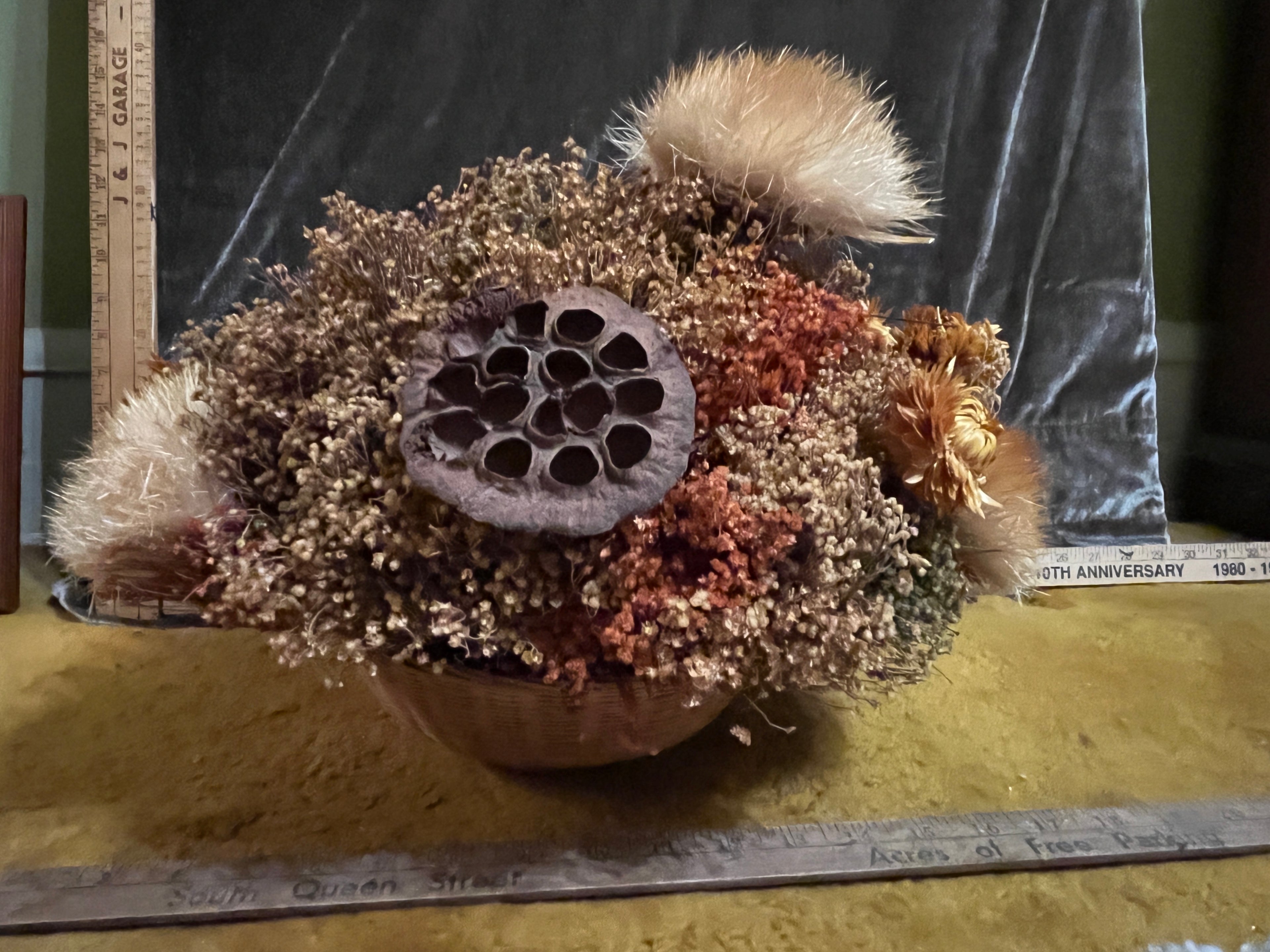 Authentic Vintage 14" Dried Floral Basket Centerpiece 🍂 pf