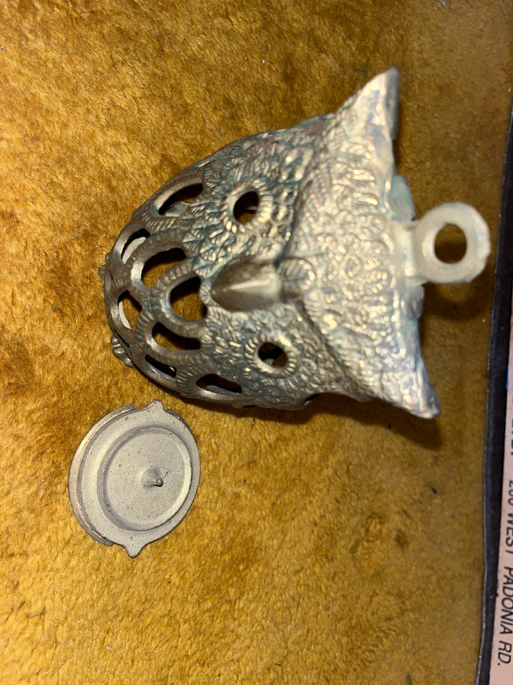Vintage Mid-Century Brass/Cast Metal Owl Candle Lantern 6x4 inches pf