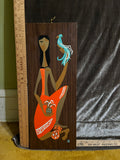 Vintage 1960s MCM Turner Wall Accessory "Calypso" Plaque – Robert Lyons Tiki Style, Hand-Colored 21x8 inches pf