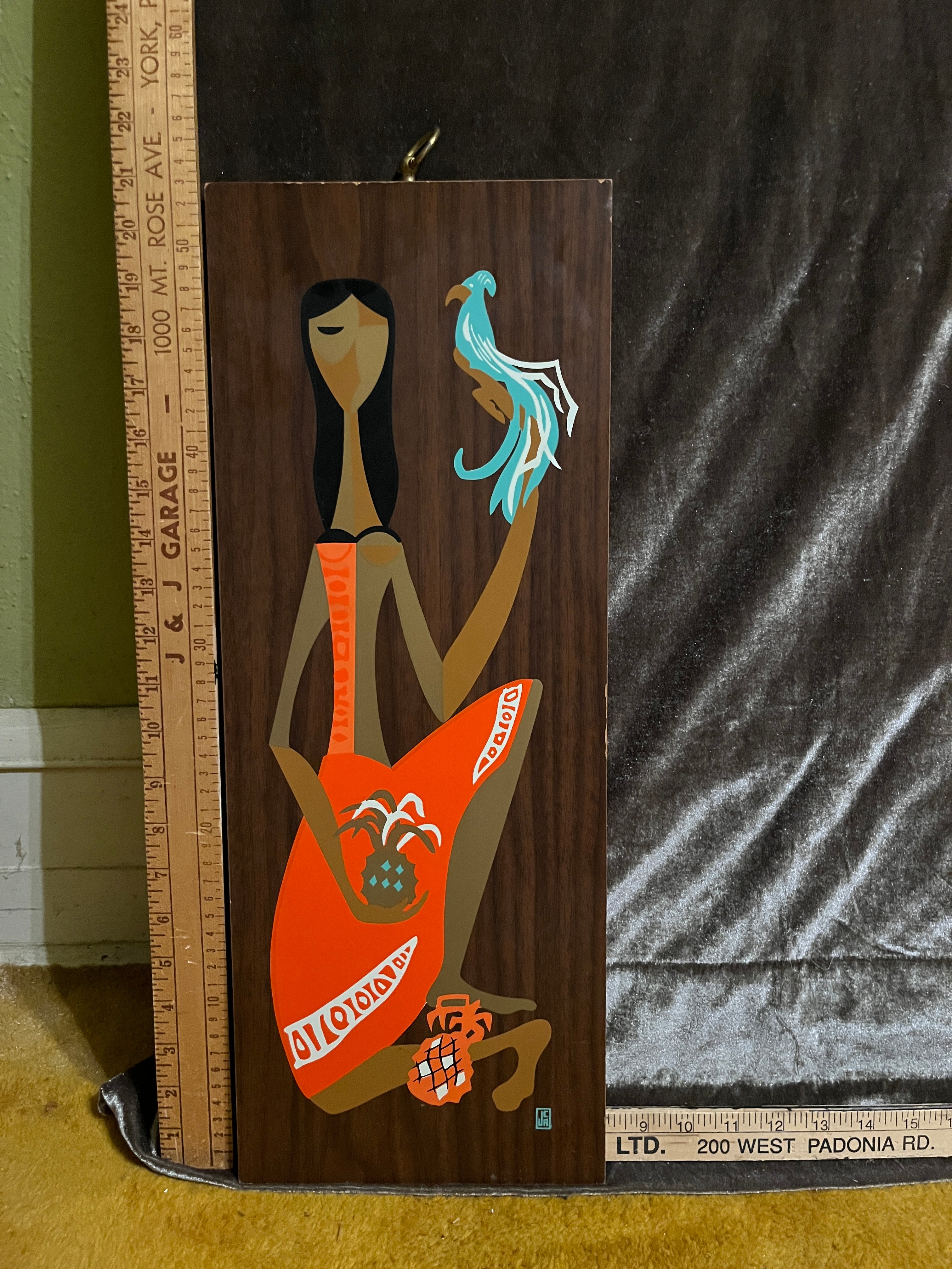 Vintage 1960s MCM Turner Wall Accessory "Calypso" Plaque – Robert Lyons Tiki Style, Hand-Colored 21x8 inches pf