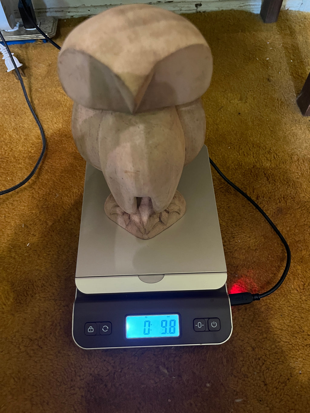Vintage Mid Century Modern Hand Carved Wooden Owl Sculpture Minimalist MCM 8x4 pf