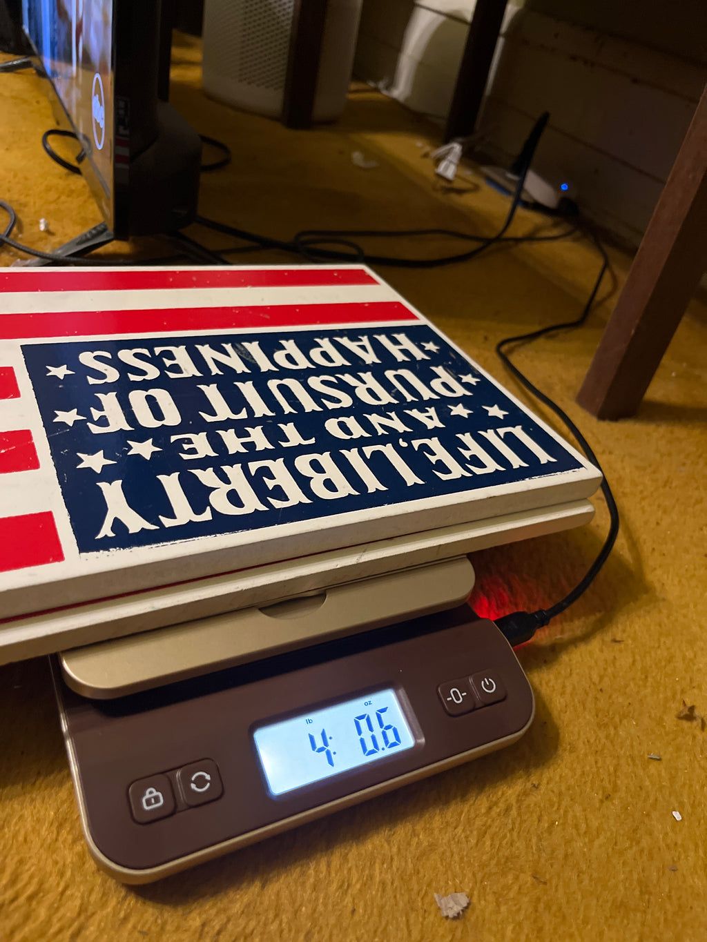 1970s Yorkcraft Life liberty and the pursuit of happiness sign pf