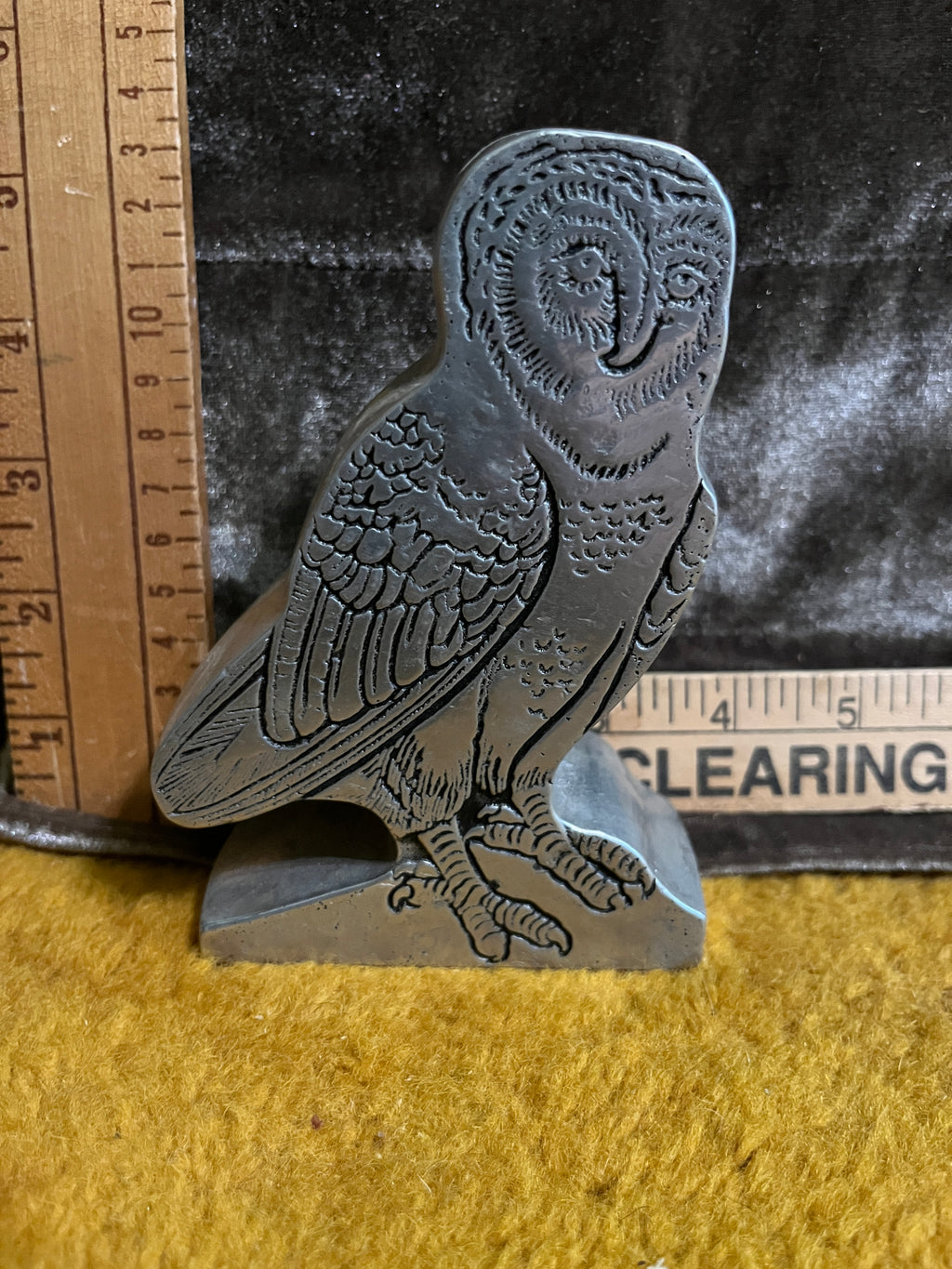 Vintage 1970s Wilton Armetale Heavy Cast Aluminum Owl Bookend / Doorstop (1.5 lbs) pf
