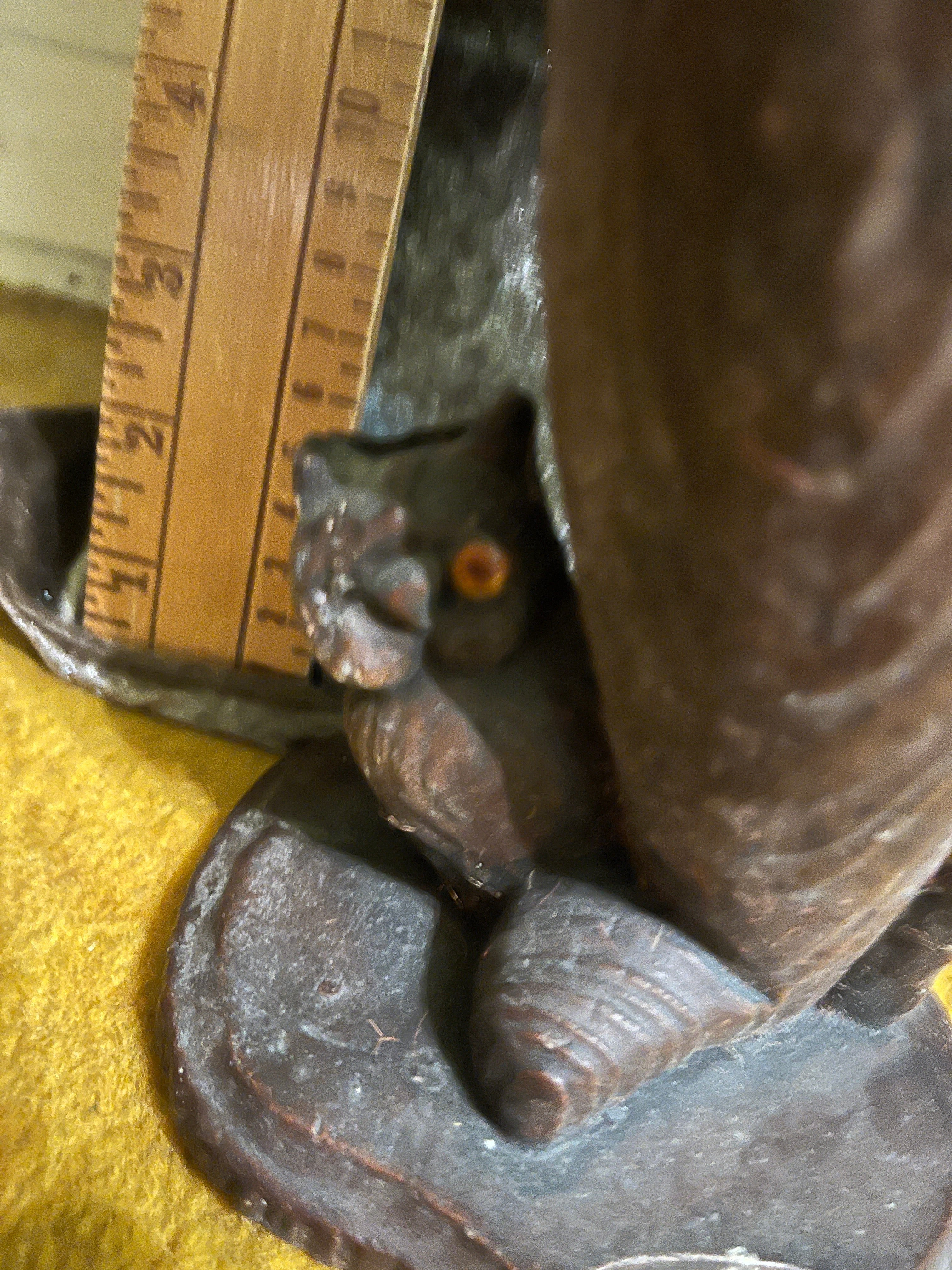 Vintage 10” Hand-Carved Wooden Owl Figurine – Mid-Century Modern (10" x 3.5") pf