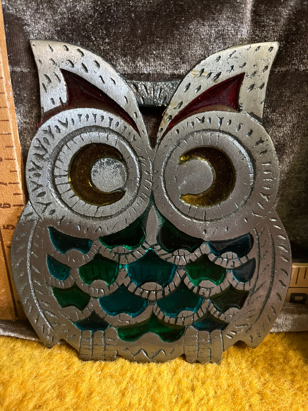 DEADSTOCK Vintage 1973 "Tiffany-Style" Cast Iron Owl Trivet – UNOPENED in Original Box! Pf